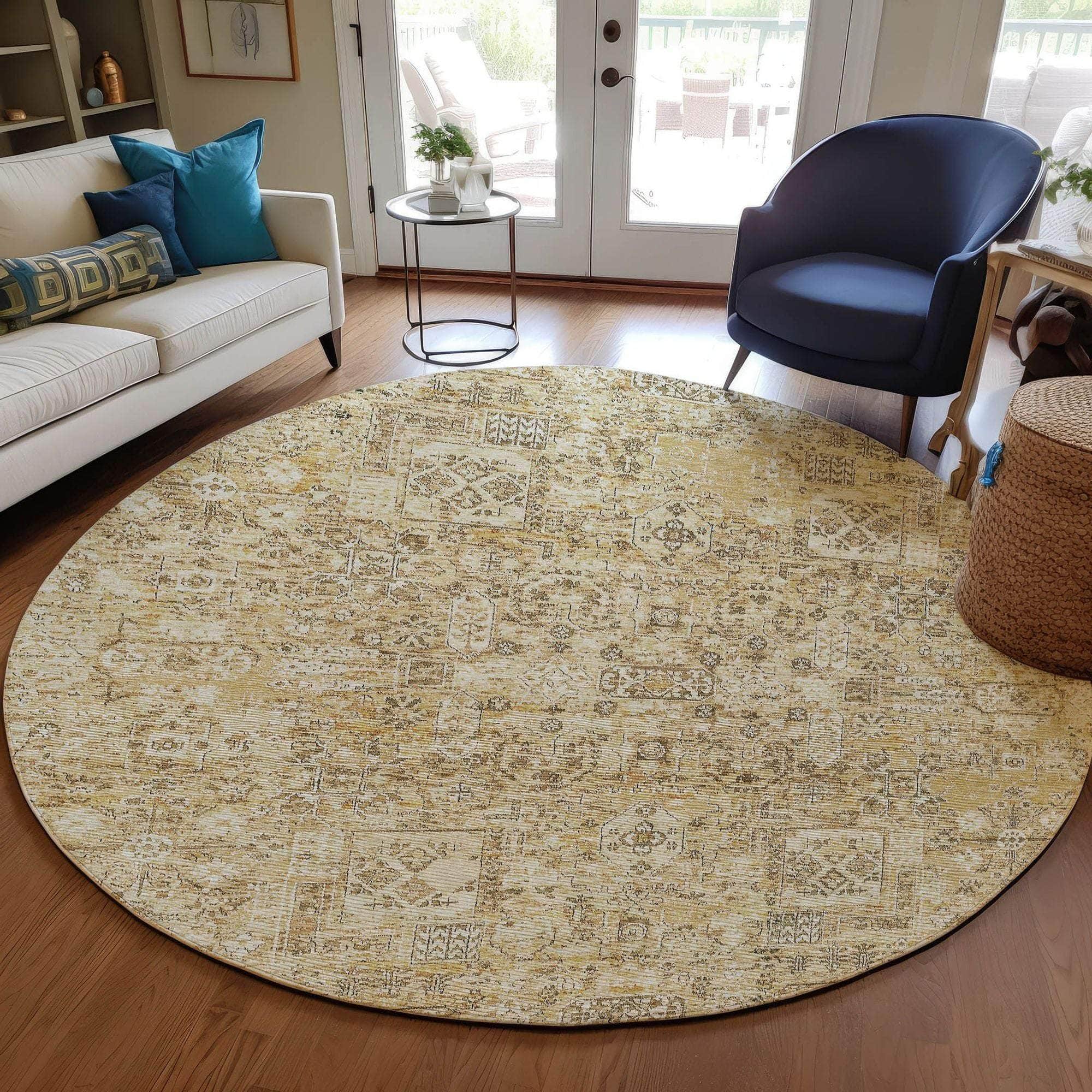 Machine Made ACN611 Wheat Gold Rugs