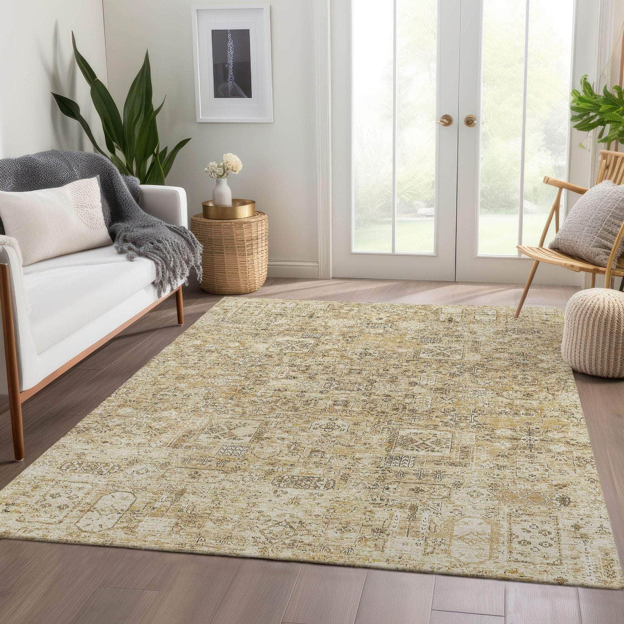 Machine Made ACN611 Wheat Gold Rugs