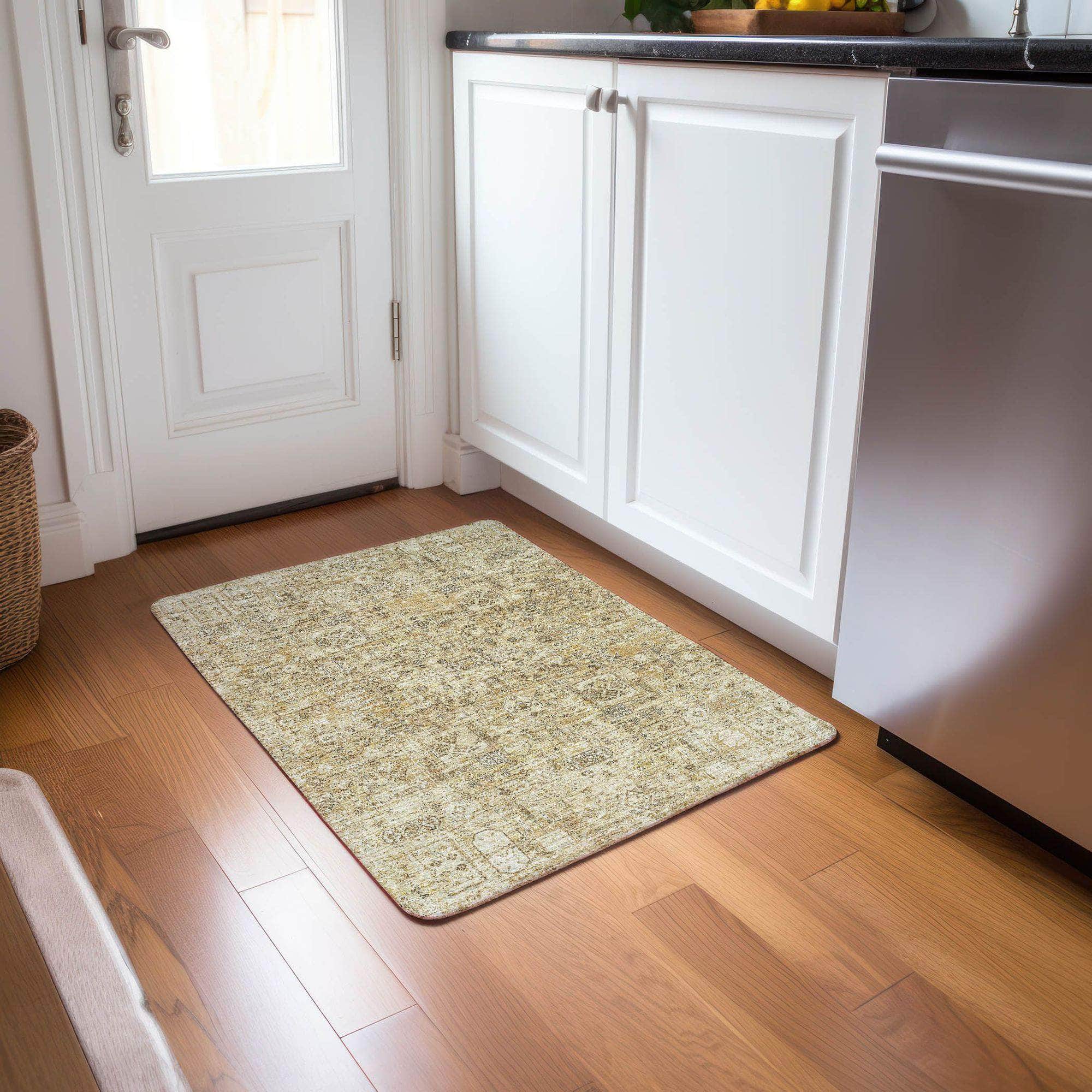 Machine Made ACN611 Wheat Gold Rugs