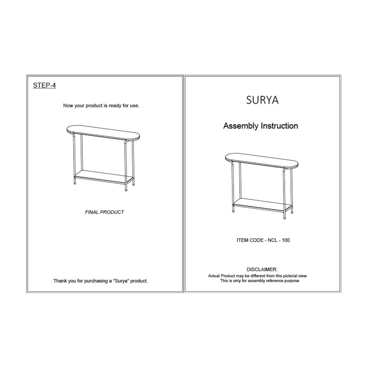 Nicola Console Table - linedrawing