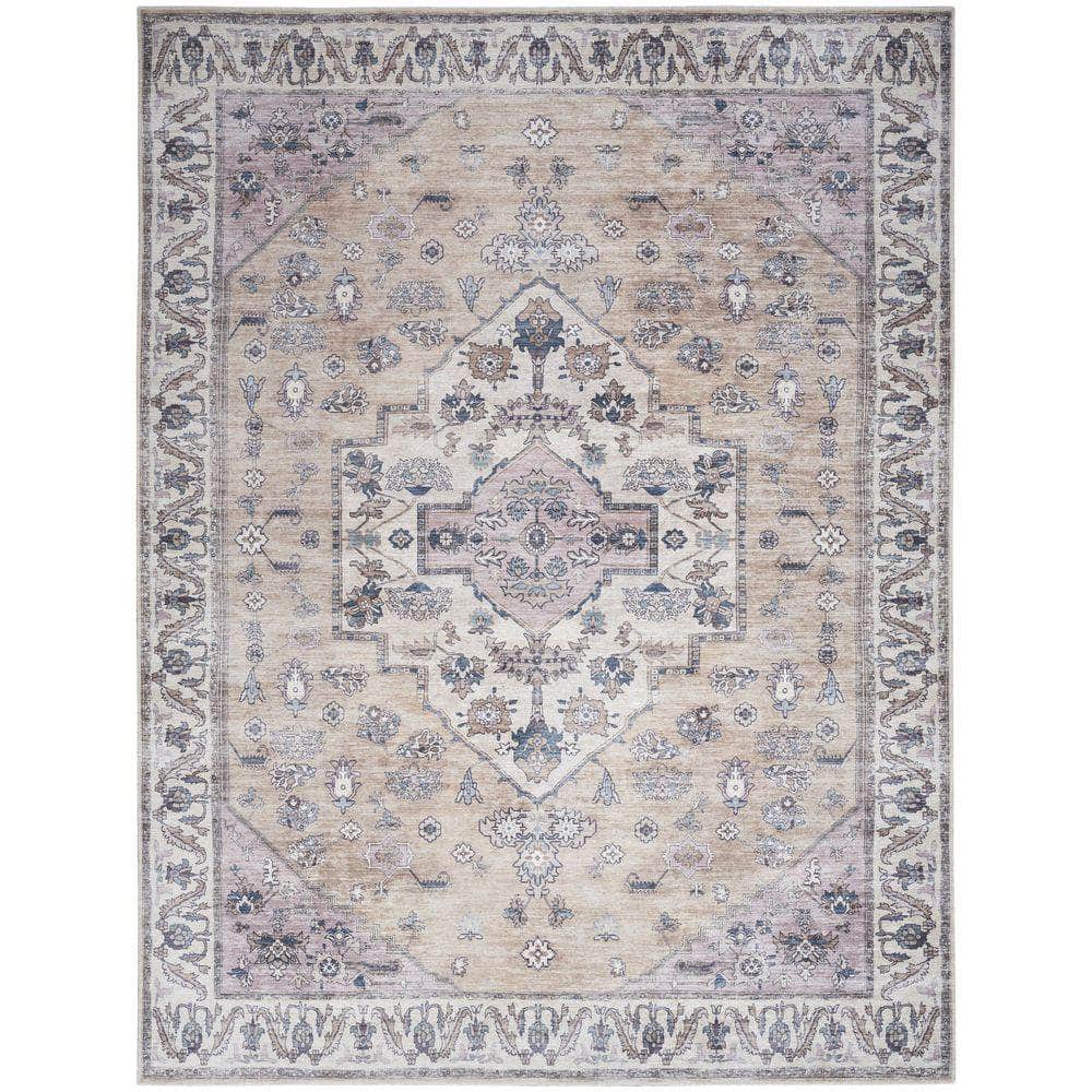 Brilliance Machine Washable WSB03 Beige Multicolor Rug #color_beige multicolor