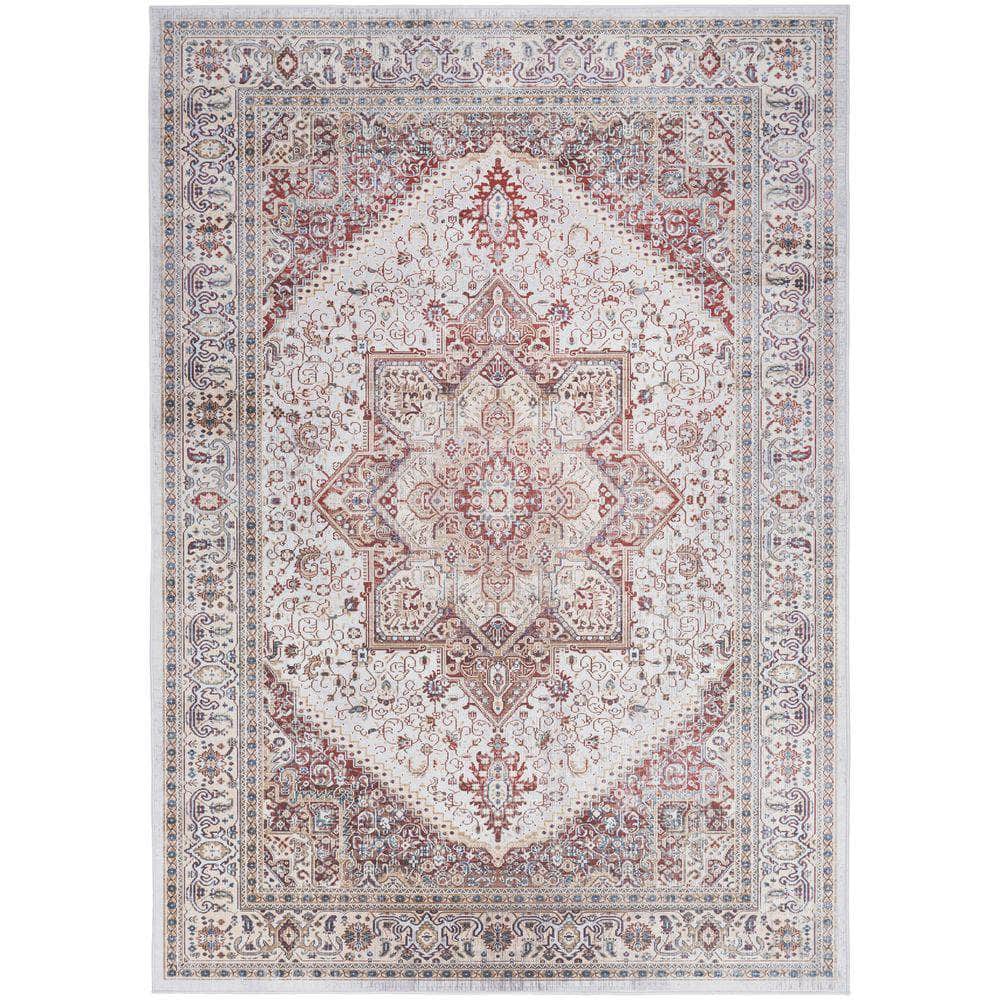 Vintage Home VNH01 Ivory Red Rug #color_ivory red