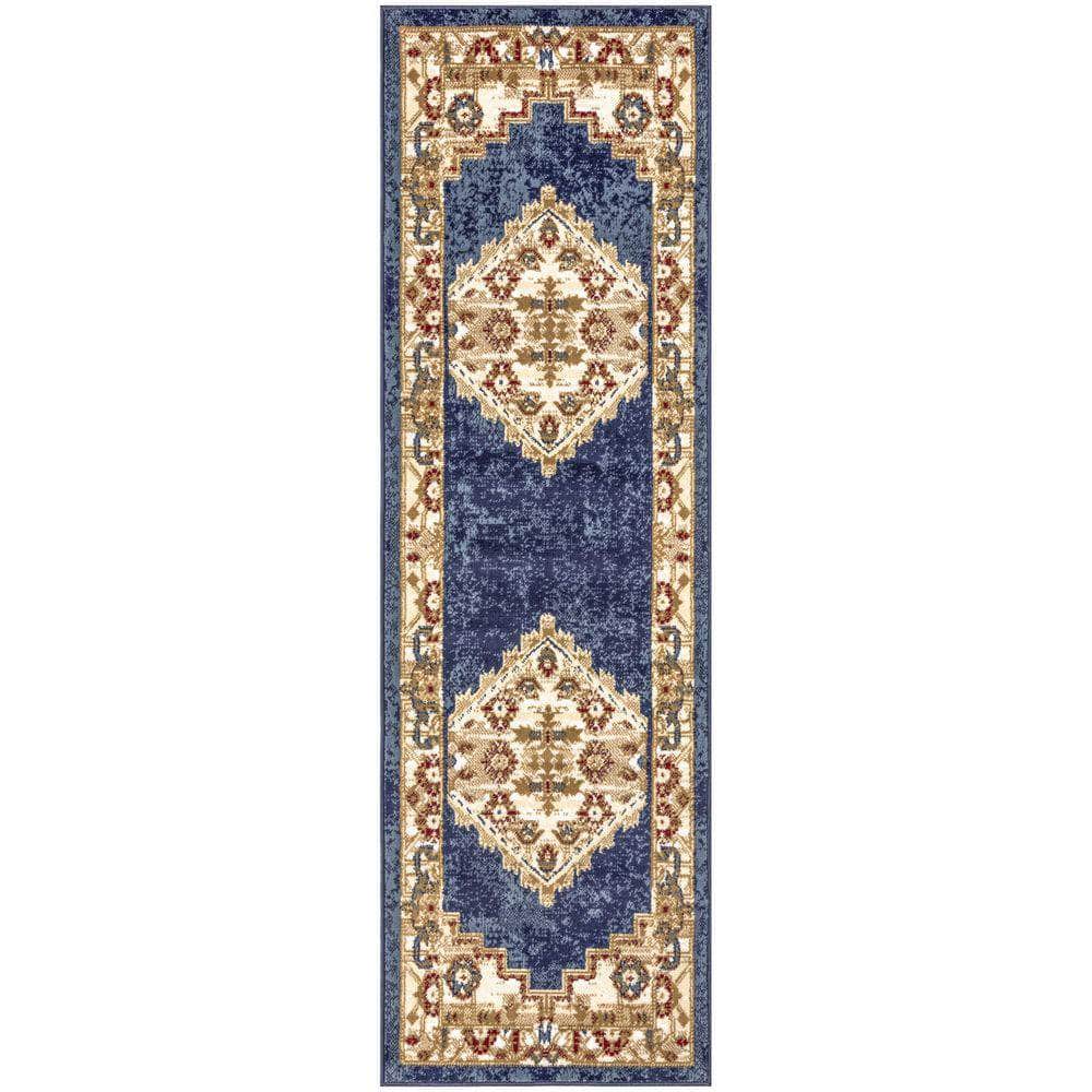 Grafix GRF43 Navy Gold Rug #color_navy gold