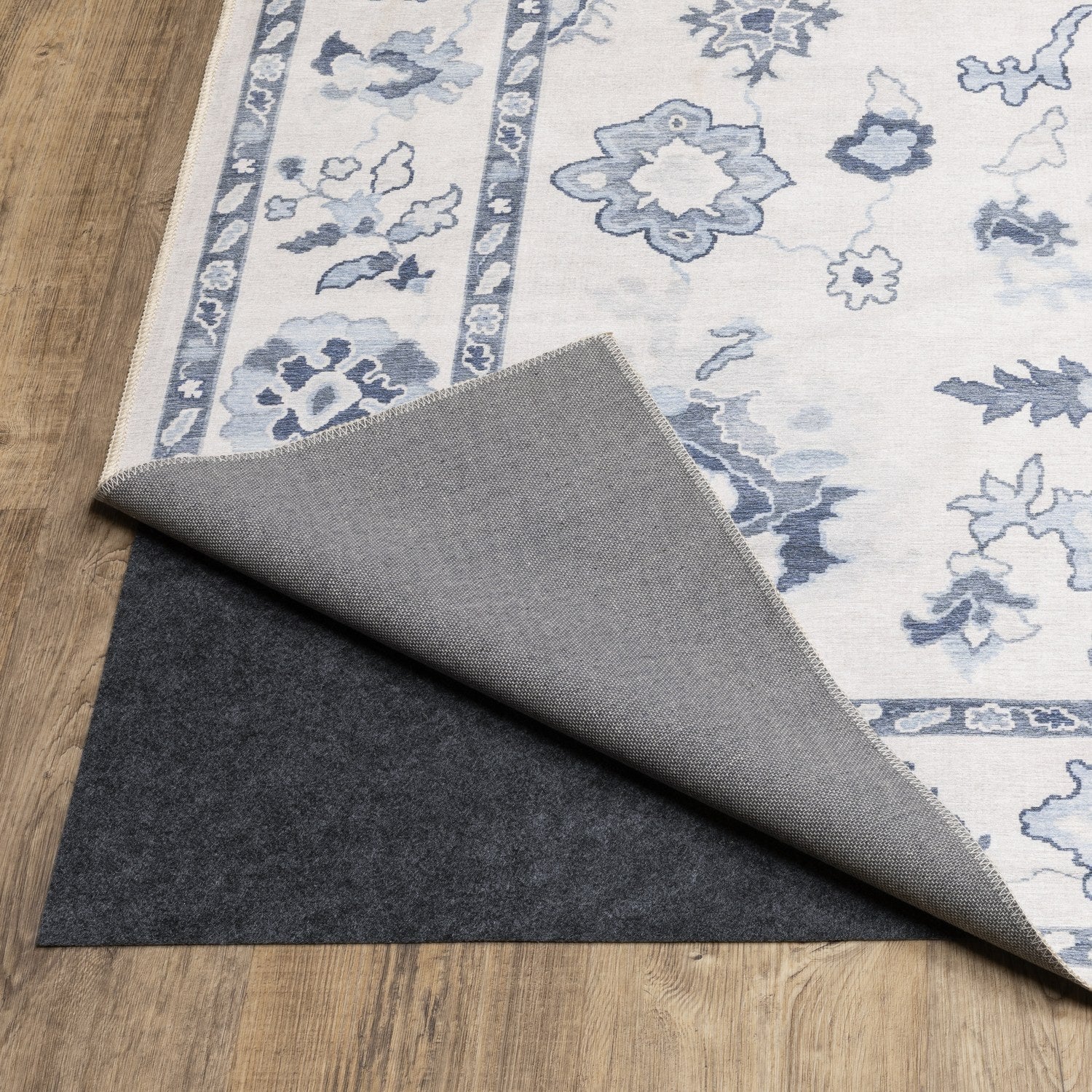 Addison Oushak Floral Ivory Blue Machine Washable Rug - Addison ADD02