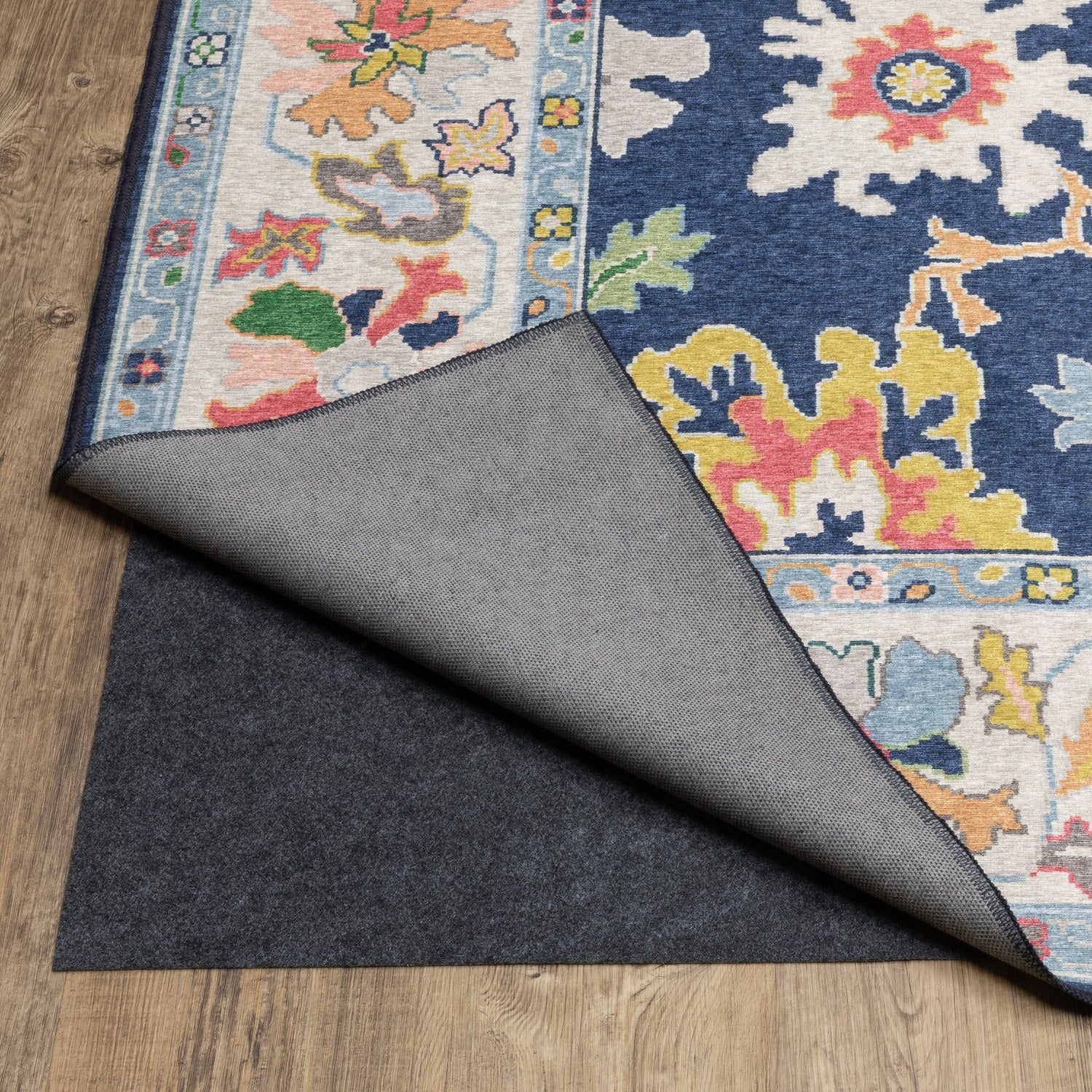 Addison Bold Floral Navy Multi Machine Washable Rug - Addison ADD03