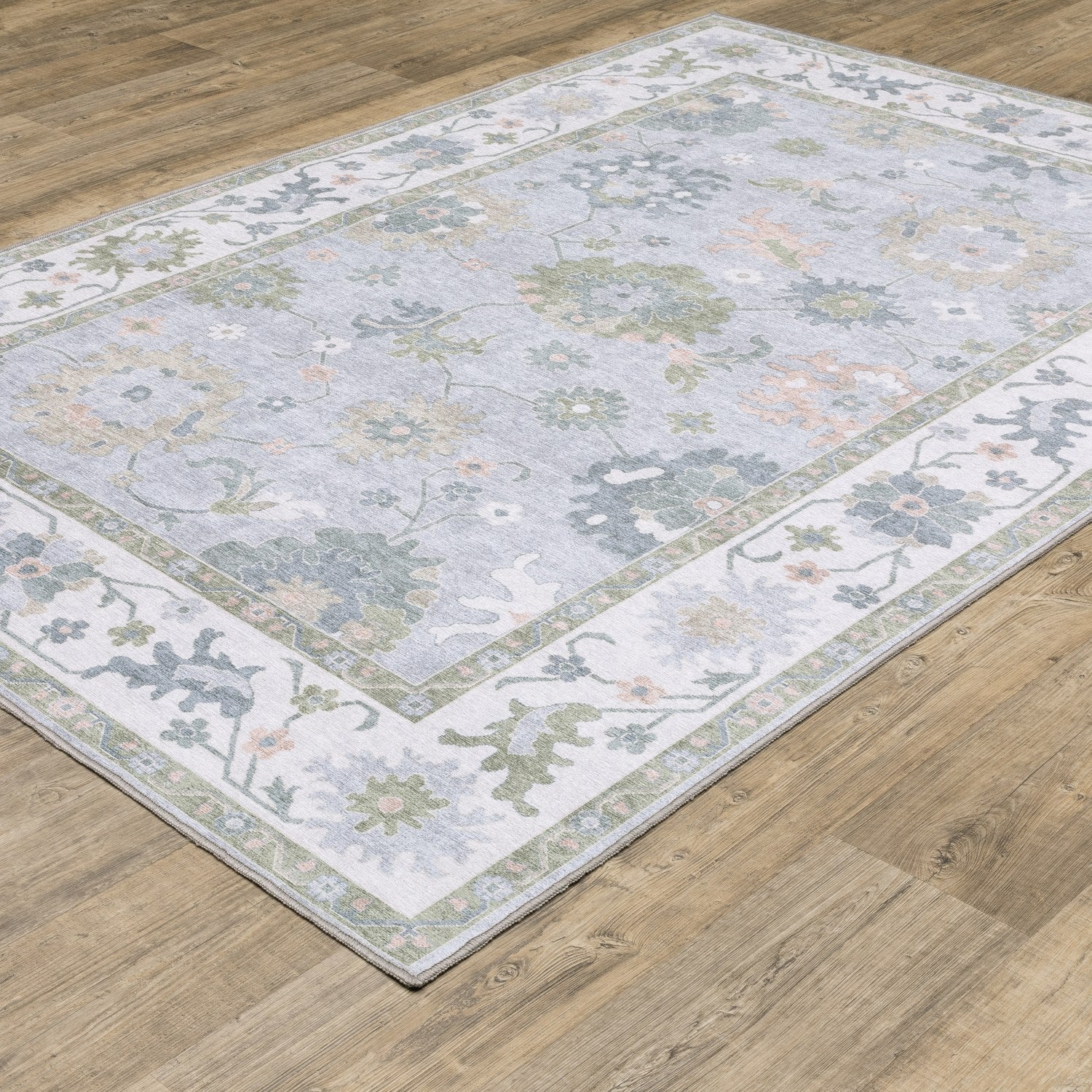 Addison Faded Oushak Blue Green Machine Washable Rug - Addison ADD06