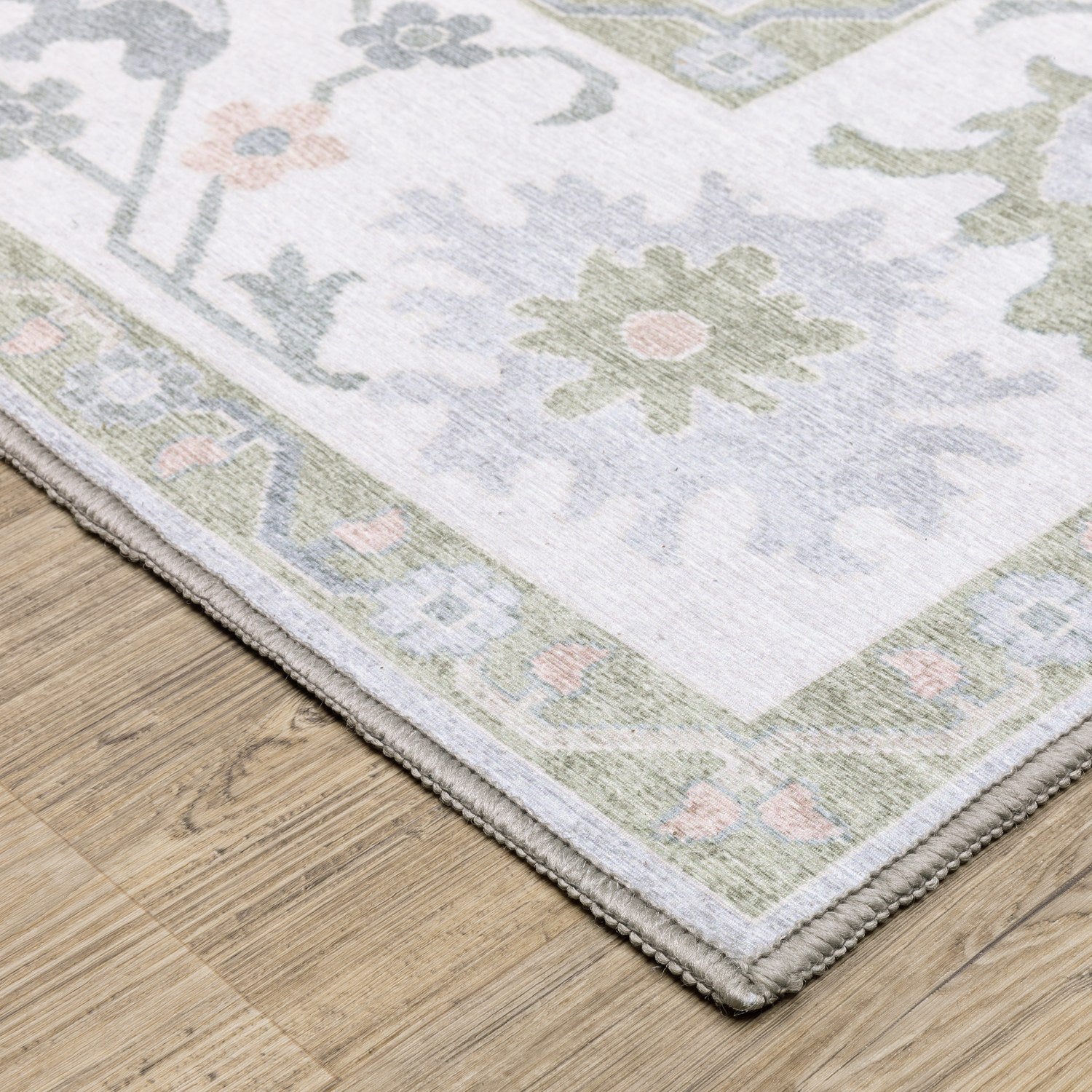 Addison Faded Oushak Blue Green Machine Washable Rug - Addison ADD06