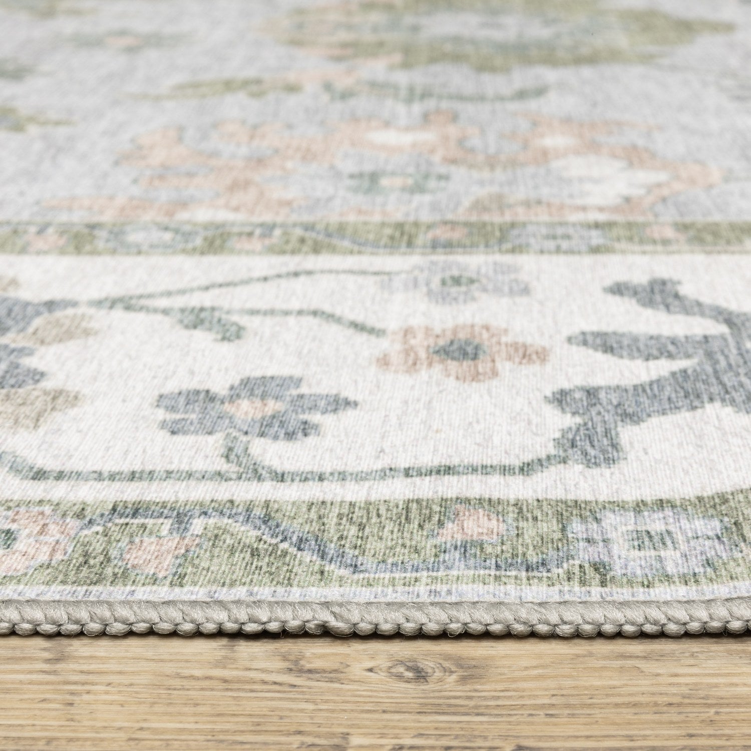Addison Faded Oushak Blue Green Machine Washable Rug - Addison ADD06