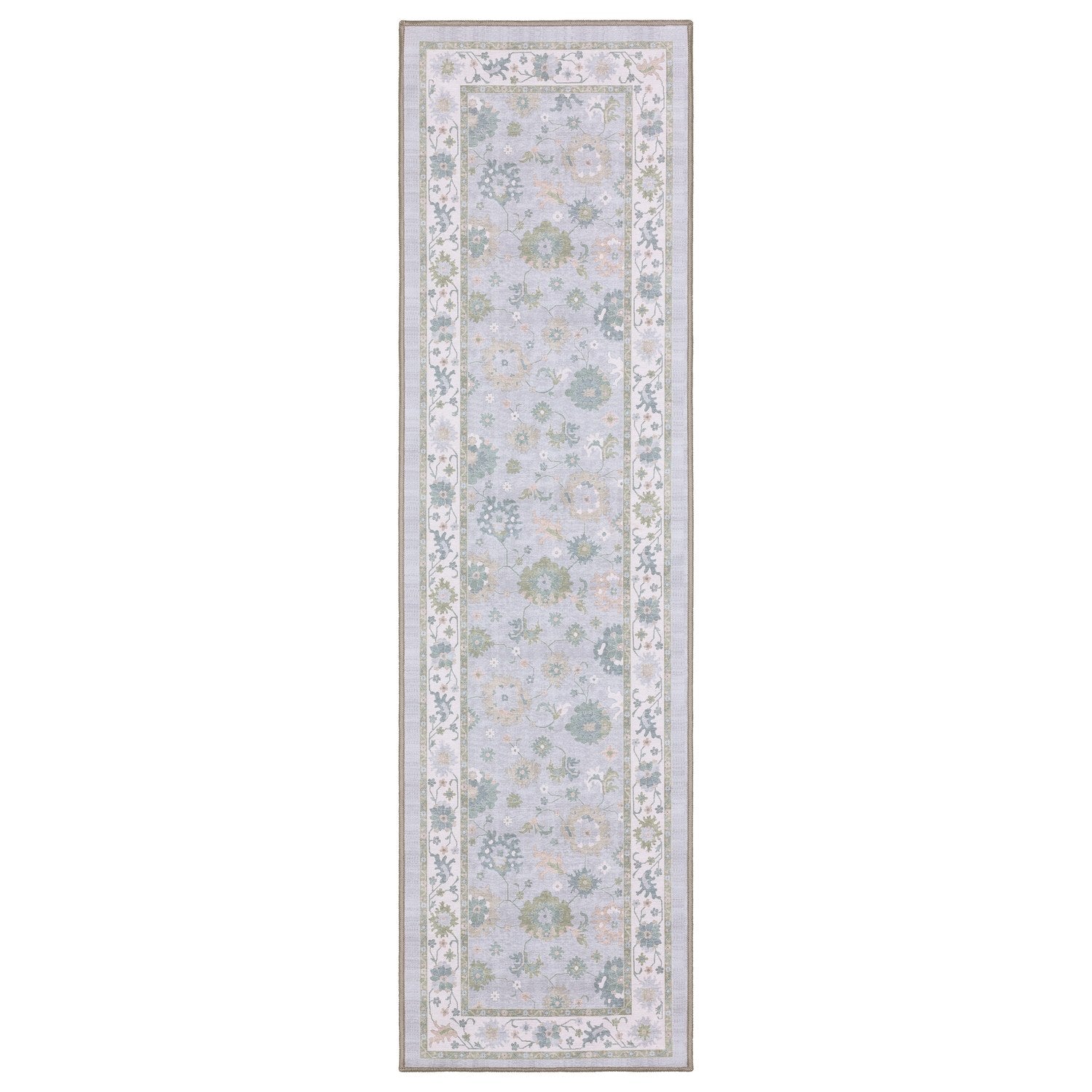 Addison Faded Oushak Blue Green Machine Washable Rug - Addison ADD06 #_shape=Runner