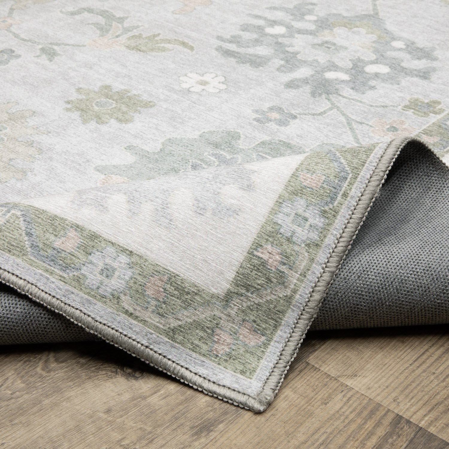 Addison Faded Oushak Blue Green Machine Washable Rug - Addison ADD06