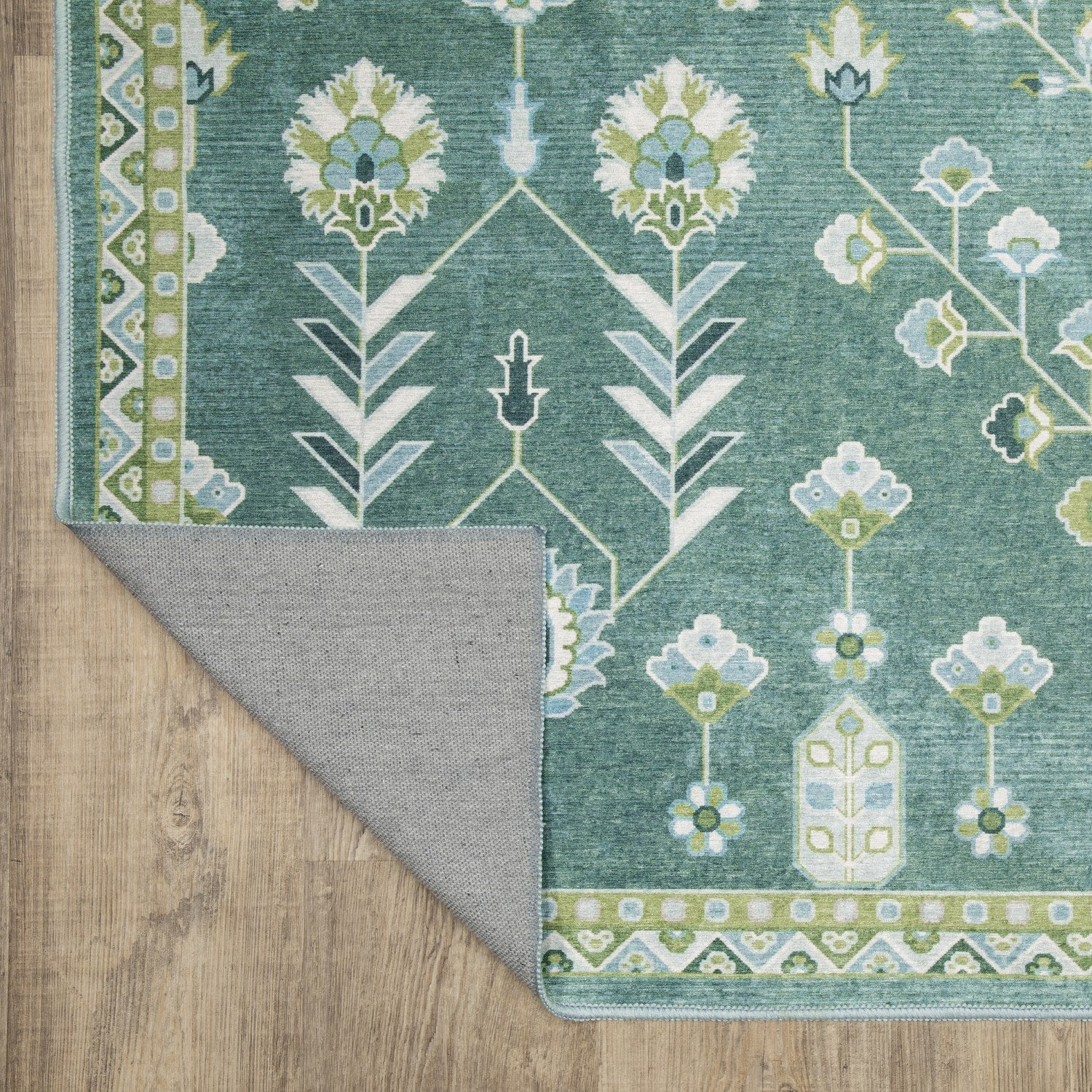 Addison Vine Oushak Teal Green Machine Washable Rug - Addison ADD08