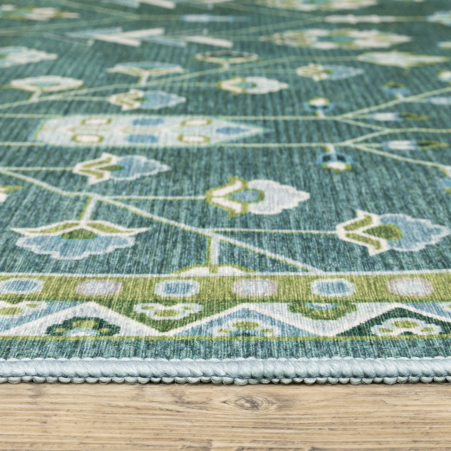 Addison Vine Oushak Teal Green Machine Washable Rug - Addison ADD08