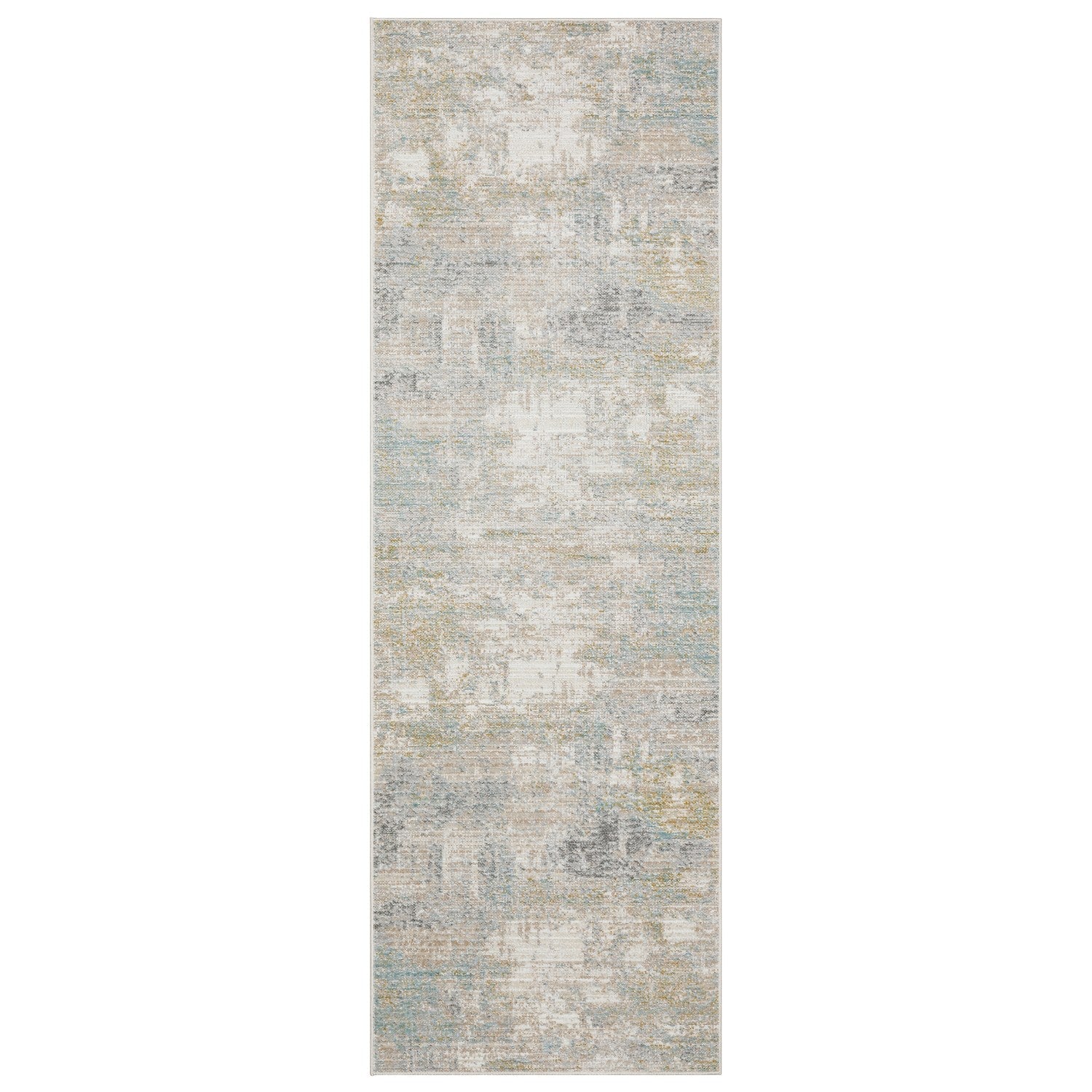 Cavett Mist Abstract Ivory Teal Washed Vintage Rug - Cavett CAV01 #_shape=Runner
