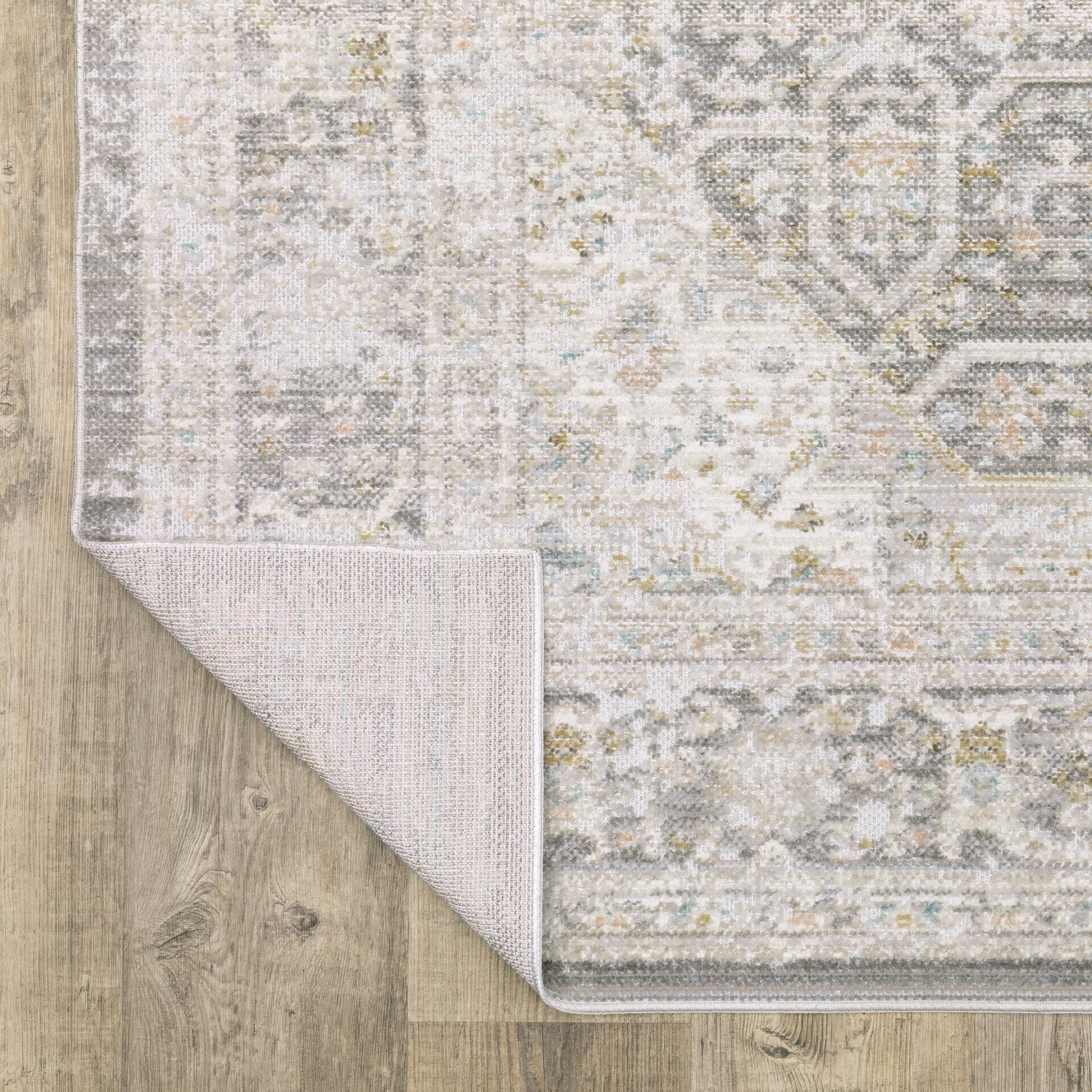 Cavett Faded Medallion Grey Washed Vintage Rug - Cavett CAV02
