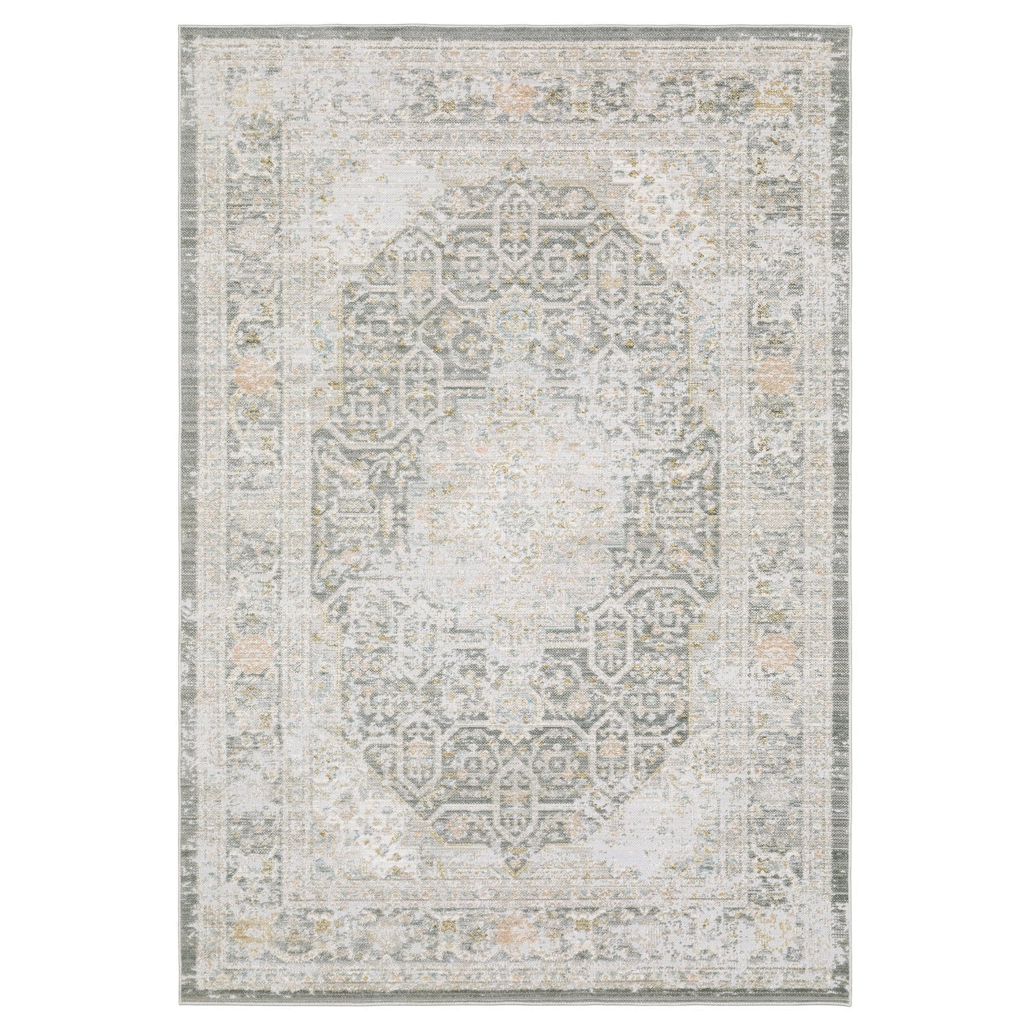 Cavett Faded Medallion Grey Washed Vintage Rug - Cavett CAV02 #_shape=Rectangle