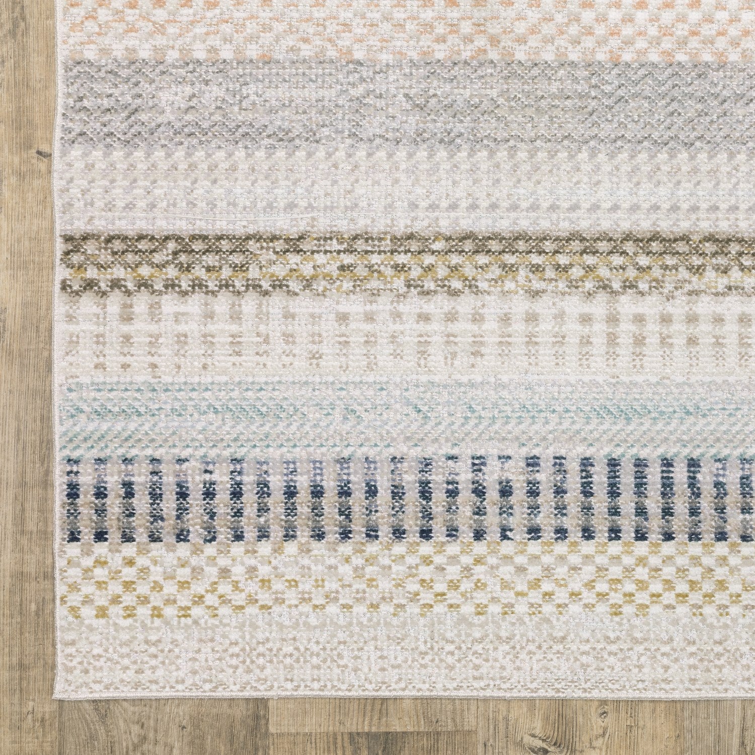 Cavett Kilim Stripe Ivory Multi Washed Vintage Rug - Cavett CAV08