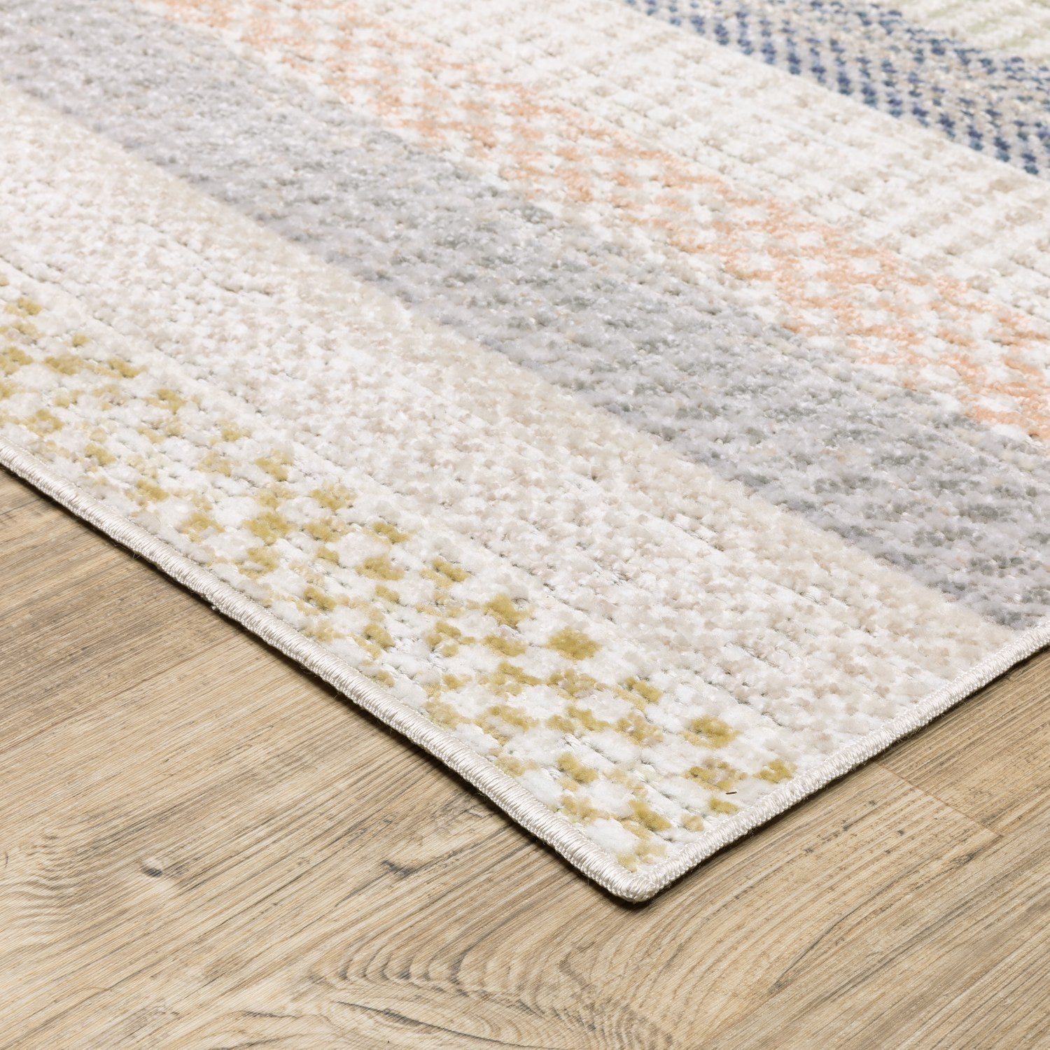 Cavett Kilim Stripe Ivory Multi Washed Vintage Rug - Cavett CAV08