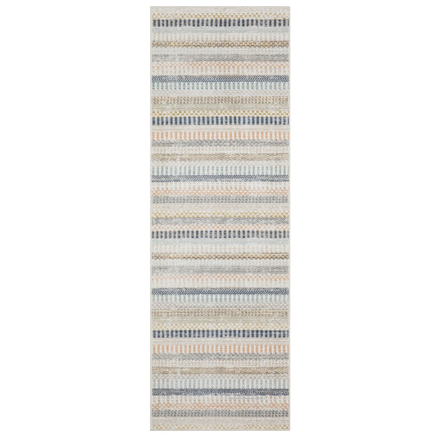 Cavett Kilim Stripe Ivory Multi Washed Vintage Rug - Cavett CAV08 #_shape=Runner