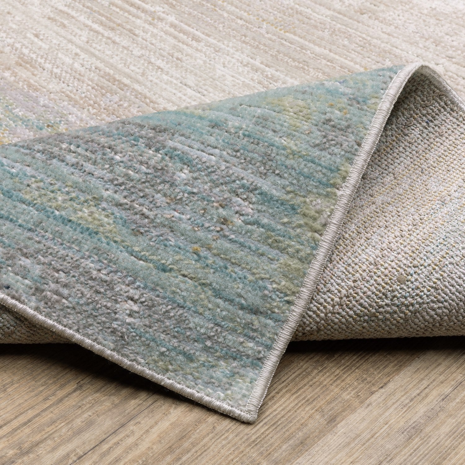 Cavett Horizon Abstract Blue Beige Washed Vintage Rug - Cavett CAV09