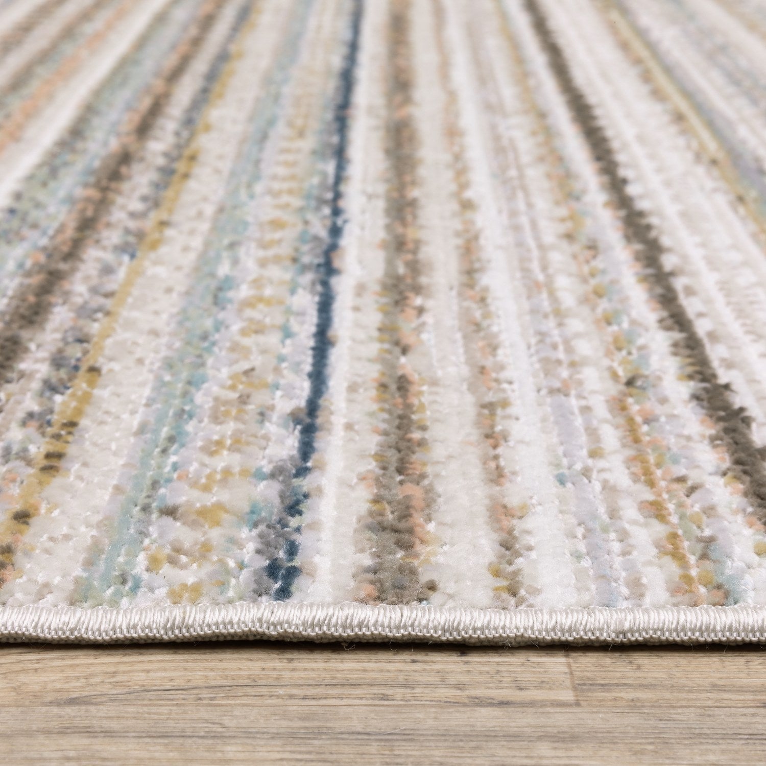 Cavett Pinstripe Beige Multi Washed Vintage Rug - Cavett CAV10
