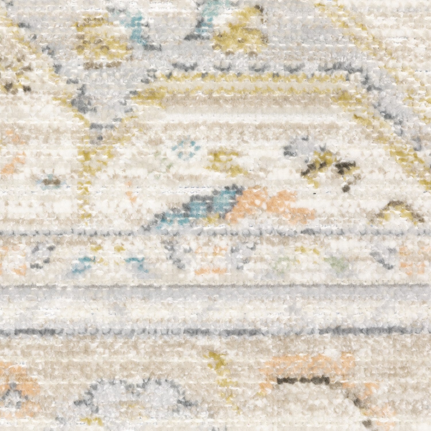 Cavett Faded Medallion Beige Blue Washed Vintage Rug - Cavett CAV11