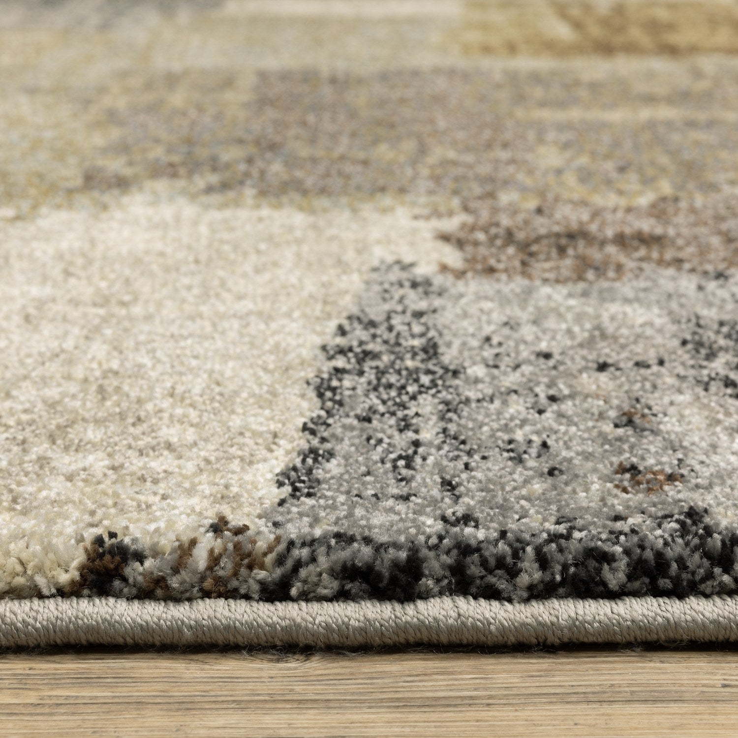 Gemma Patchwork Abstract Green Brown High Pile Rug - Gemma GEM01