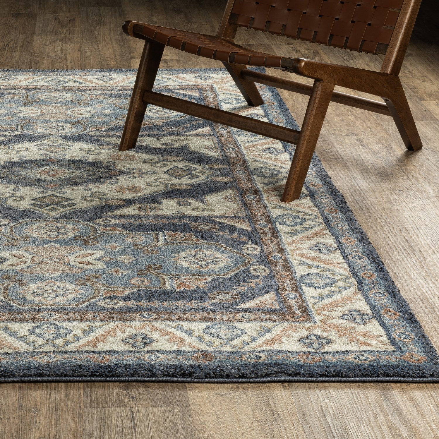 Gemma Tribal Medallion Blue Rust High Pile Rug - Gemma GEM02