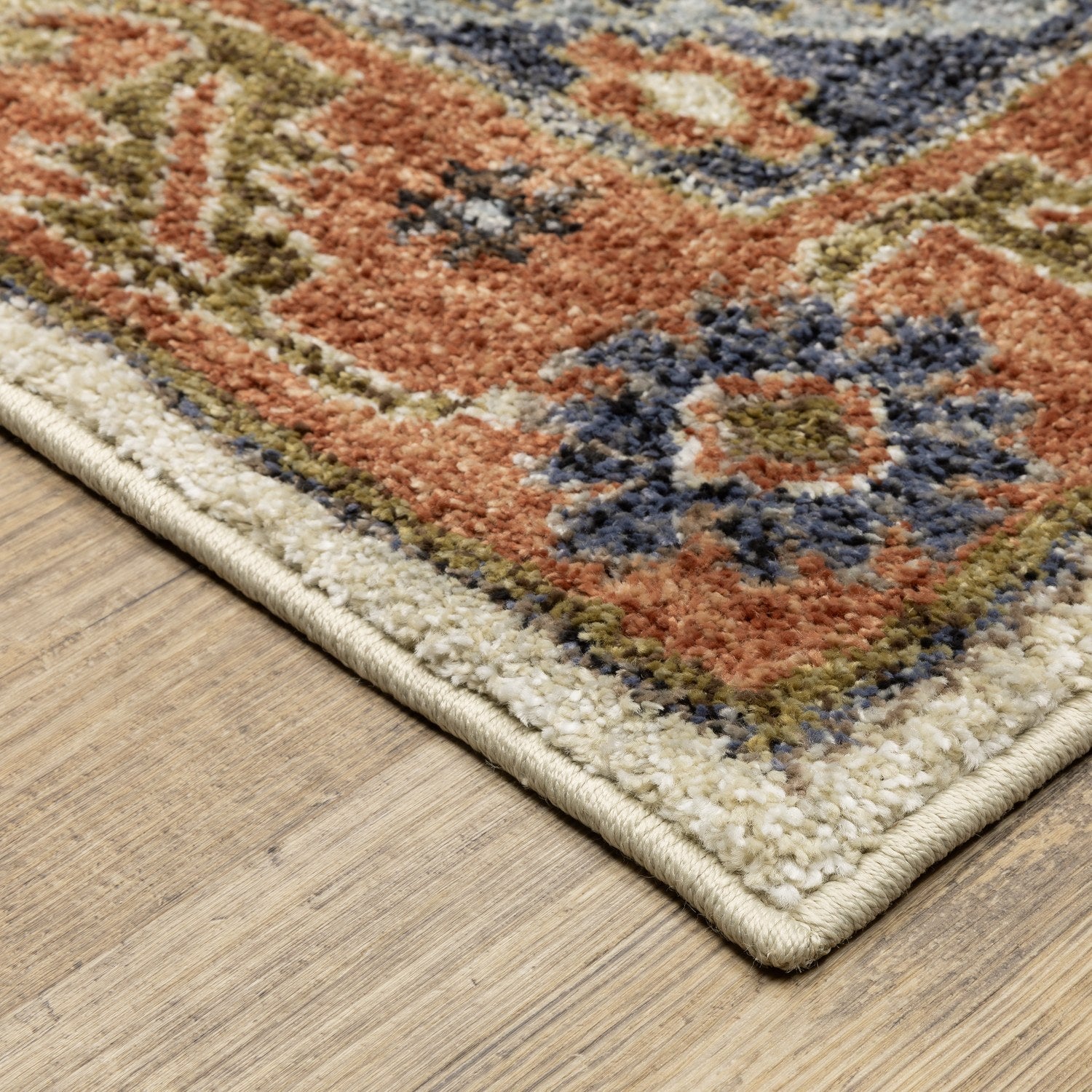 Gemma Tribal Medallion Rust Blue High Pile Rug - Gemma GEM03
