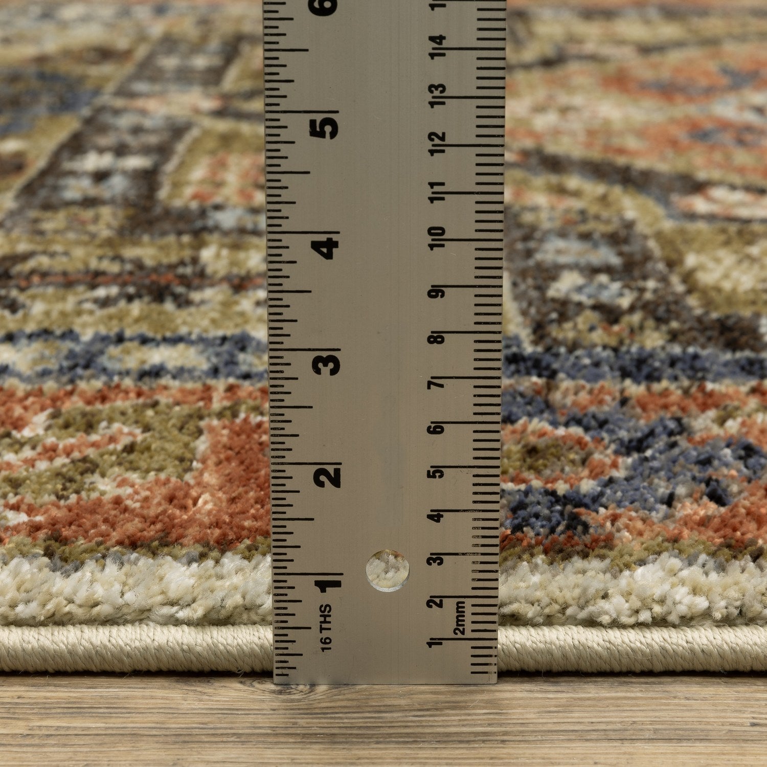 Gemma Tribal Medallion Rust Blue High Pile Rug - Gemma GEM03
