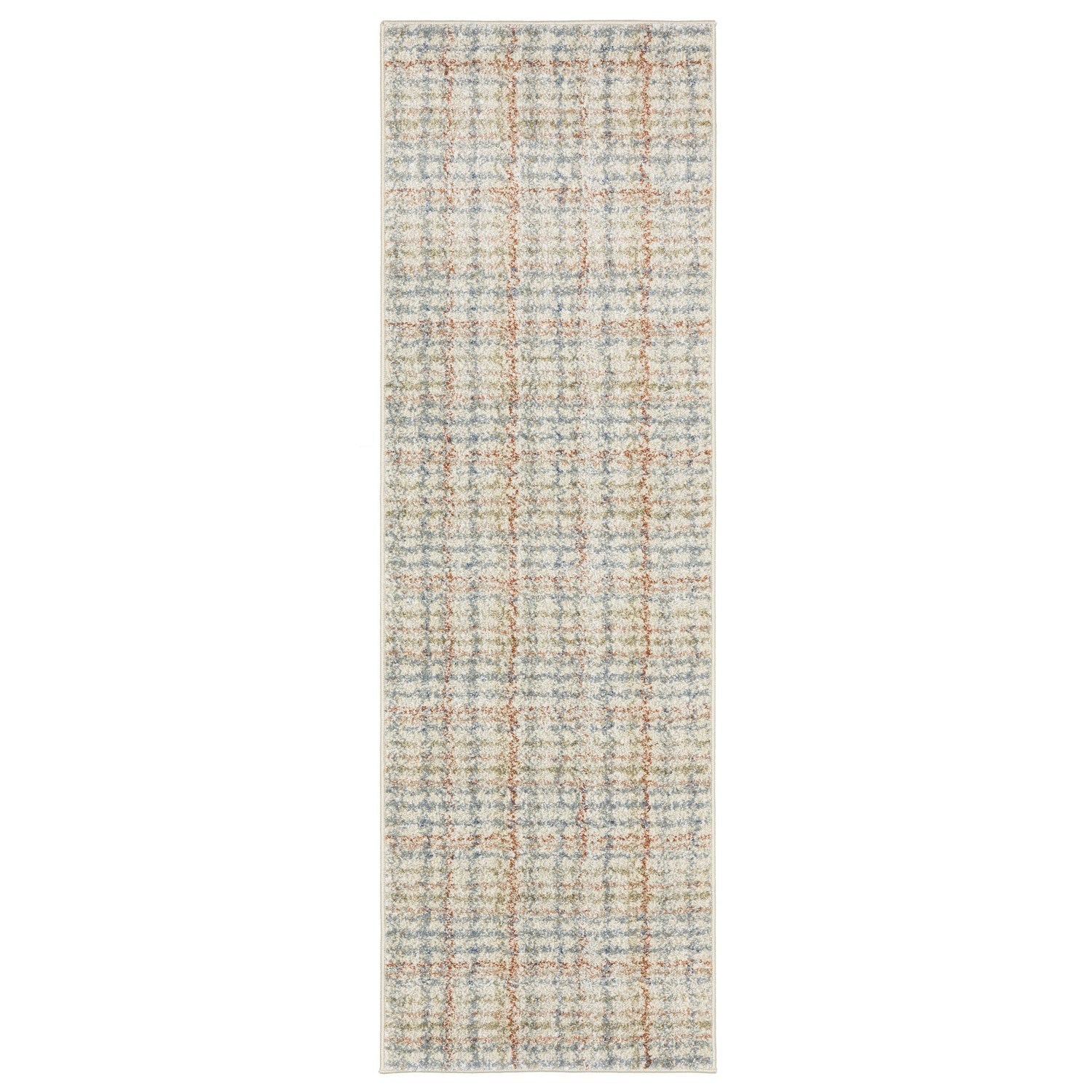 Gemma Plaid Blue Rust High Pile Rug - Gemma GEM05 #_shape=Runner
