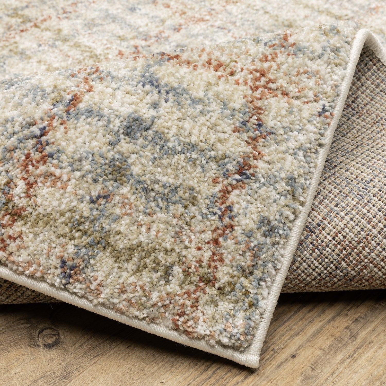 Gemma Plaid Blue Rust High Pile Rug - Gemma GEM05