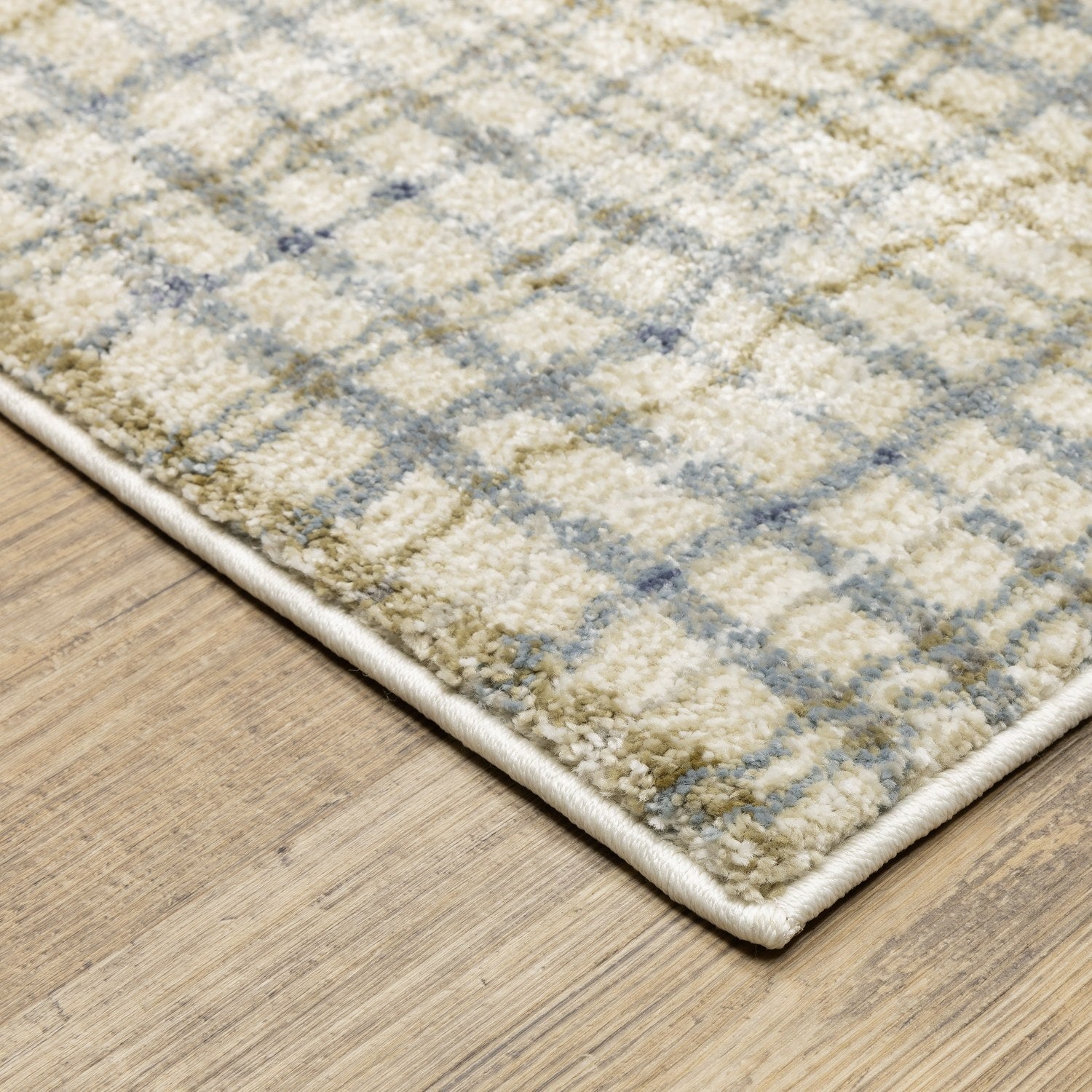 Gemma Plaid Blue Green High Pile Rug - Gemma GEM06