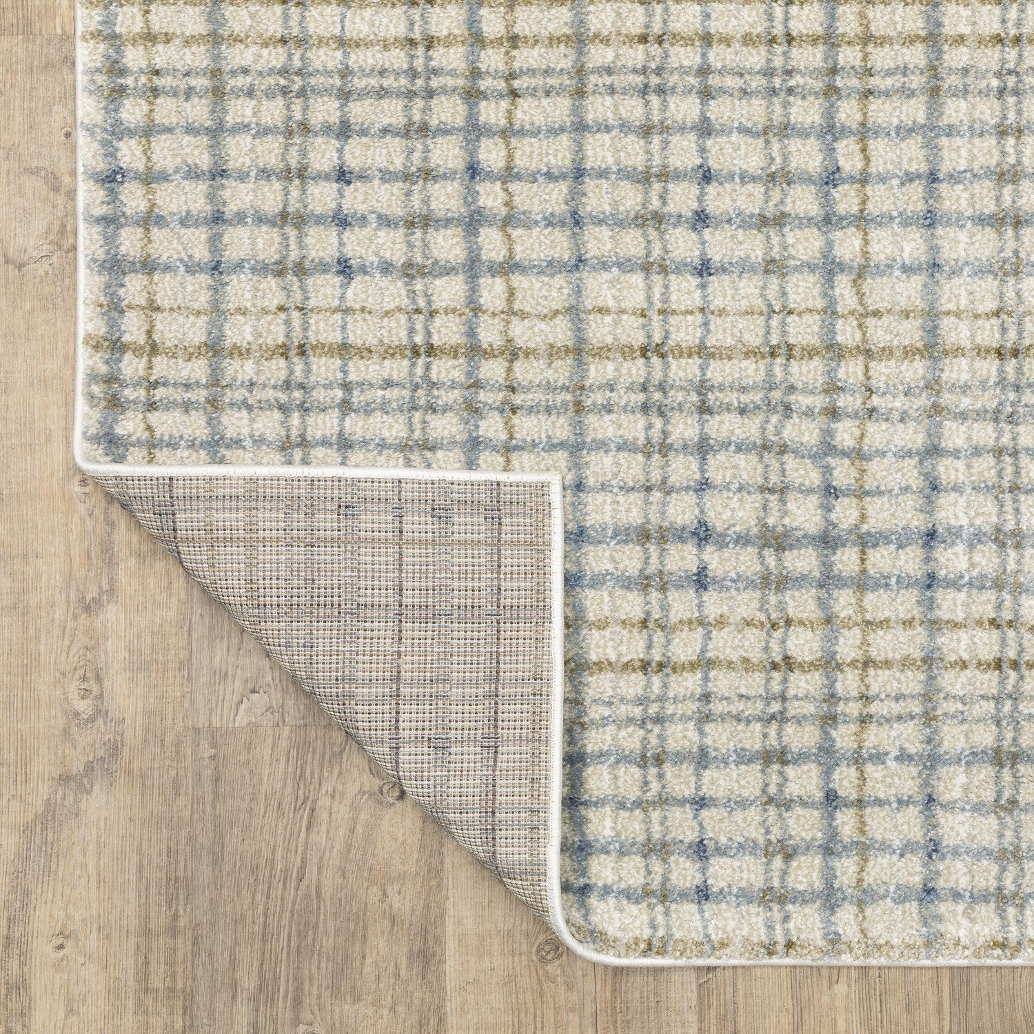 Gemma Plaid Blue Green High Pile Rug - Gemma GEM06