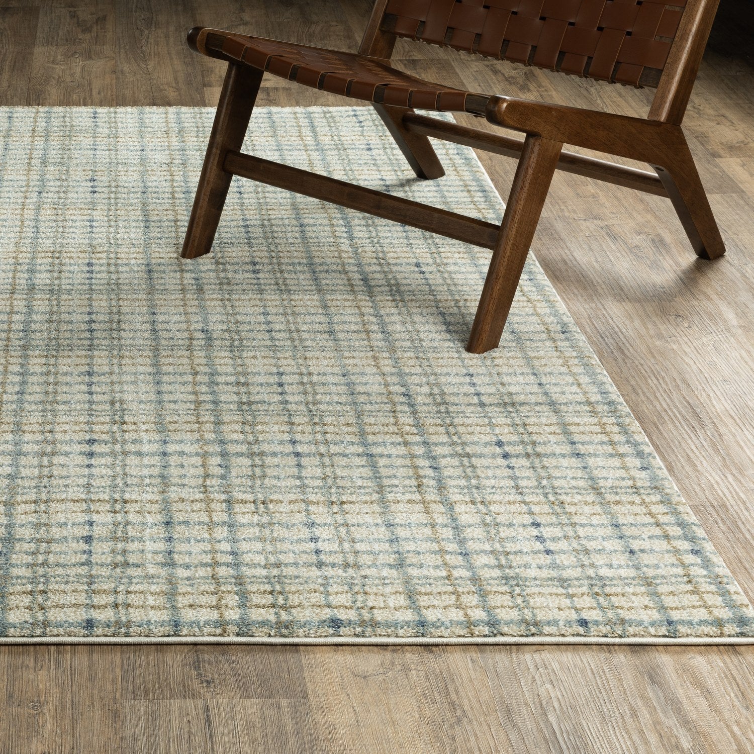 Gemma Plaid Blue Green High Pile Rug - Gemma GEM06
