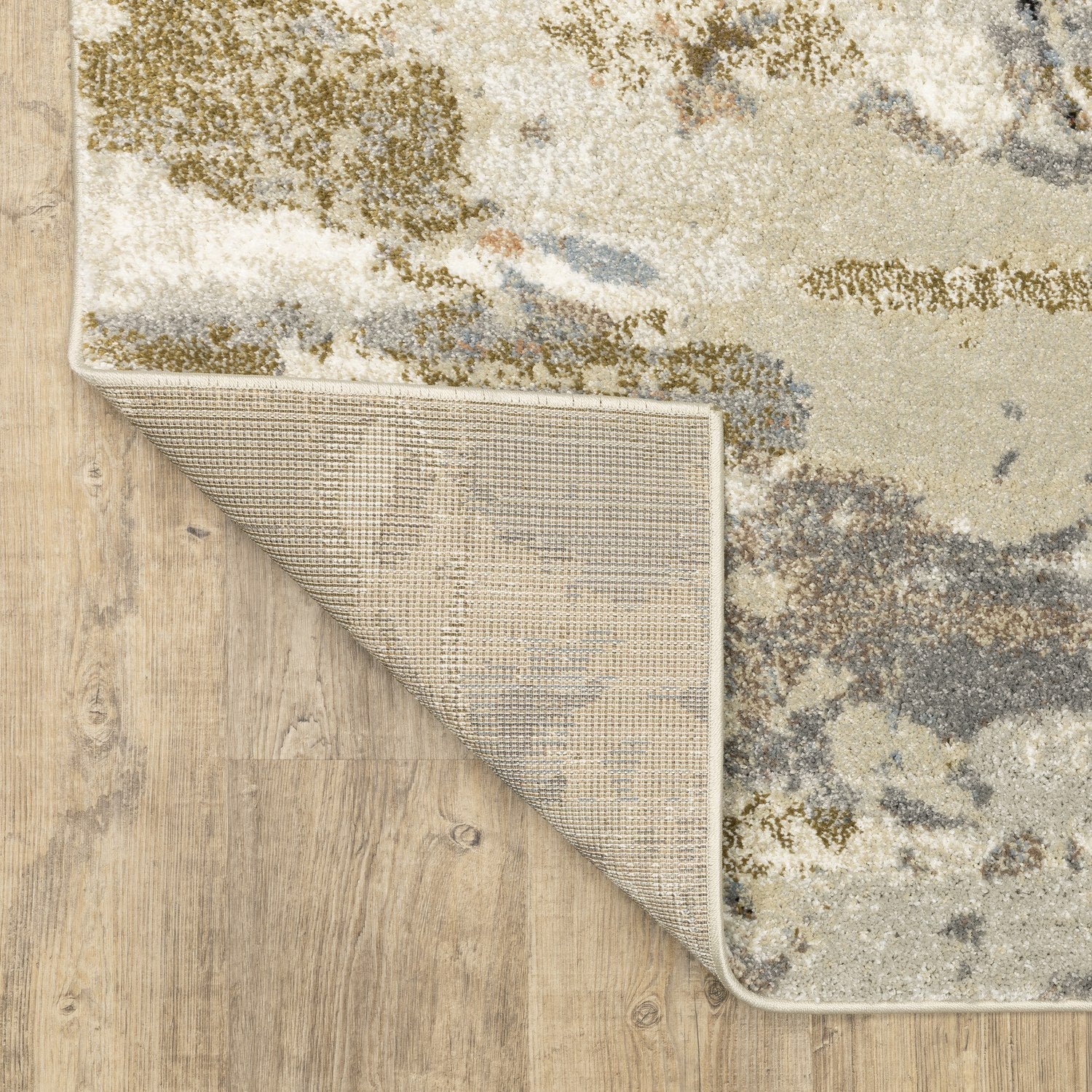 Gemma Painterly Abstract Olive Blue High Pile Rug - Gemma GEM07
