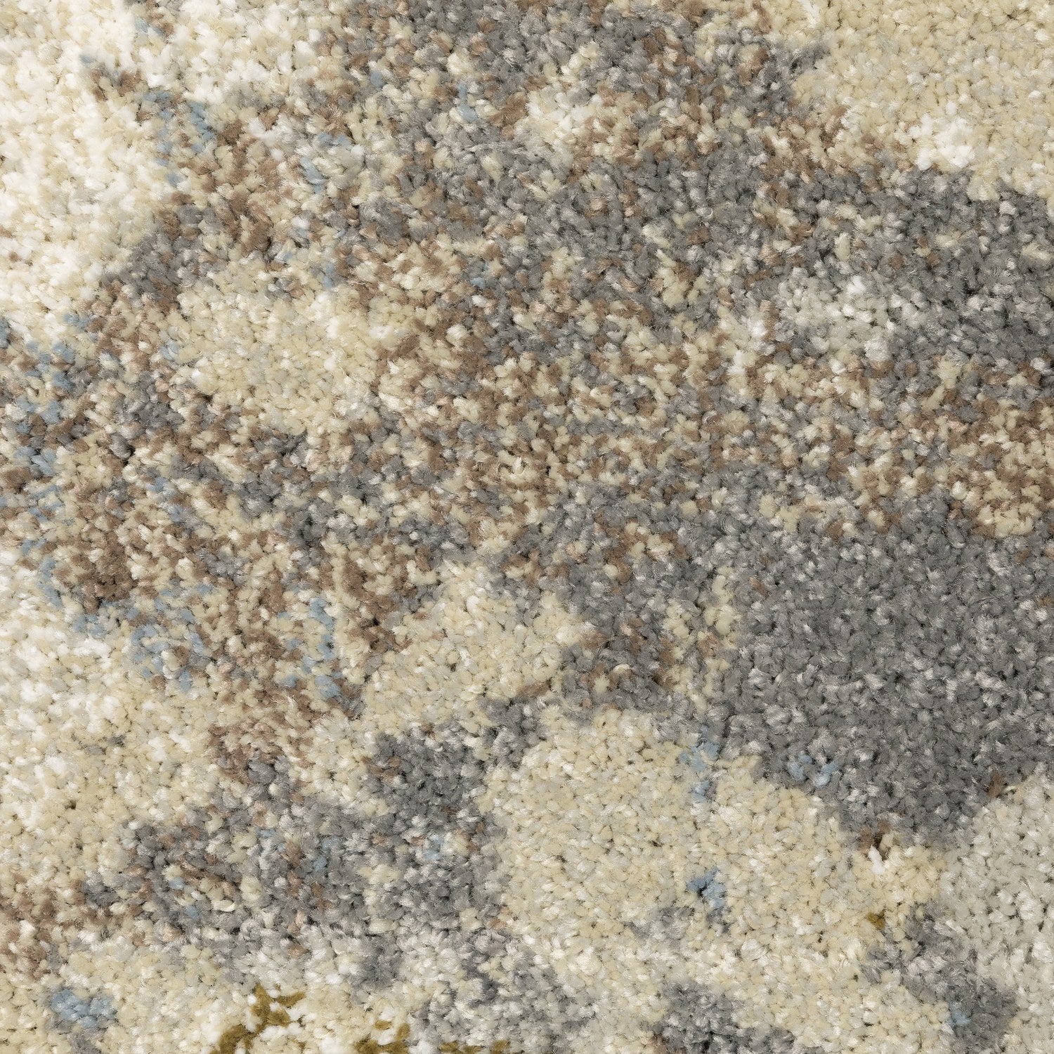 Gemma Painterly Abstract Olive Blue High Pile Rug - Gemma GEM07