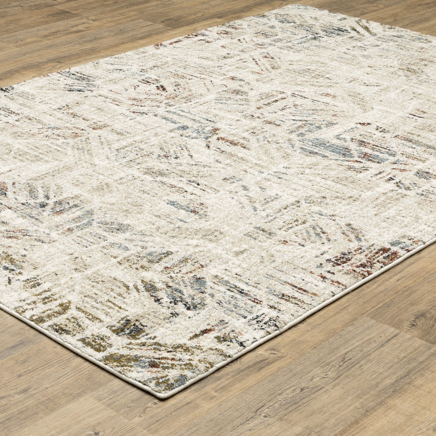 Gemma Etched Geometric Beige Multi High Pile Rug - Gemma GEM08