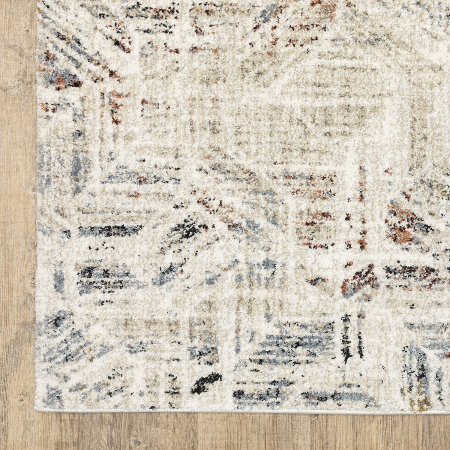 Gemma Etched Geometric Beige Multi High Pile Rug - Gemma GEM08