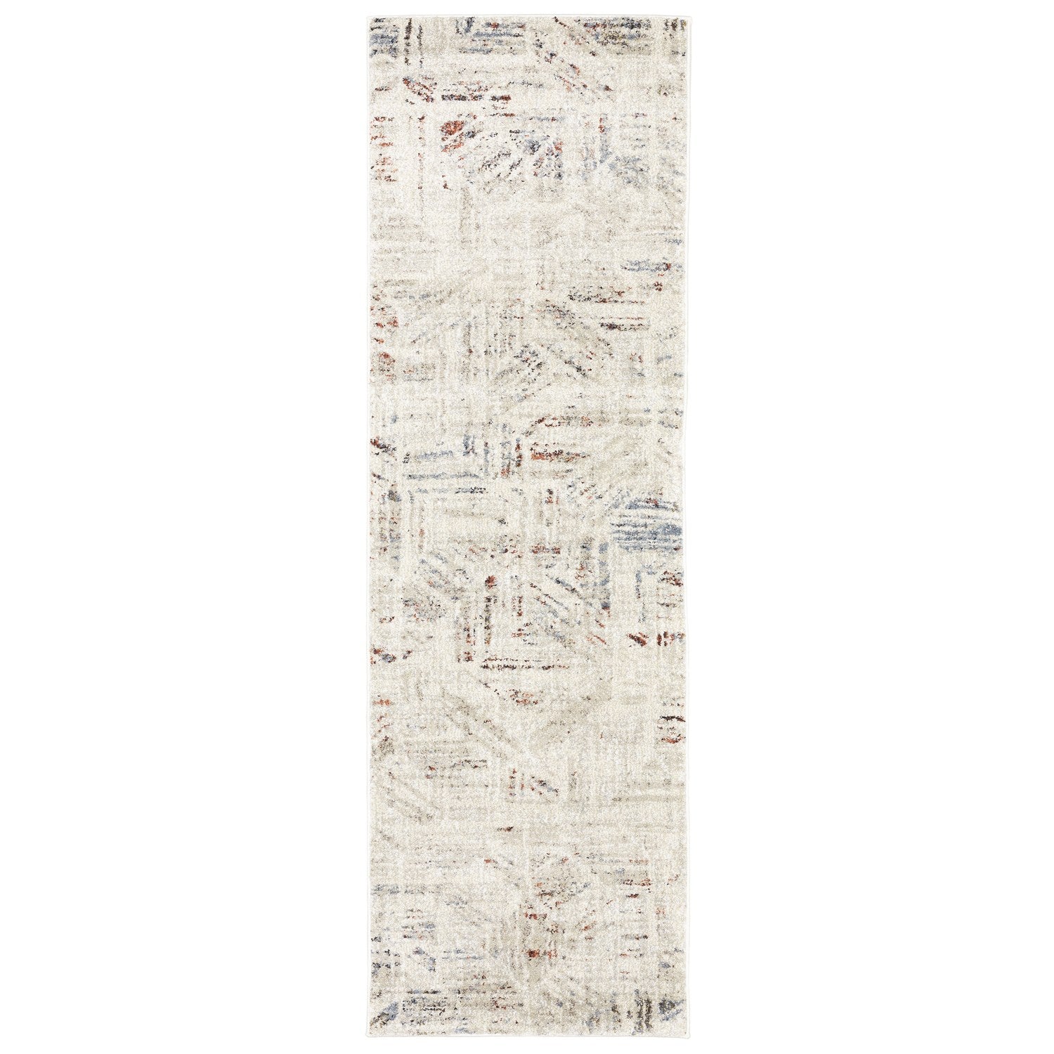 Gemma Etched Geometric Beige Multi High Pile Rug - Gemma GEM08 #_shape=Runner