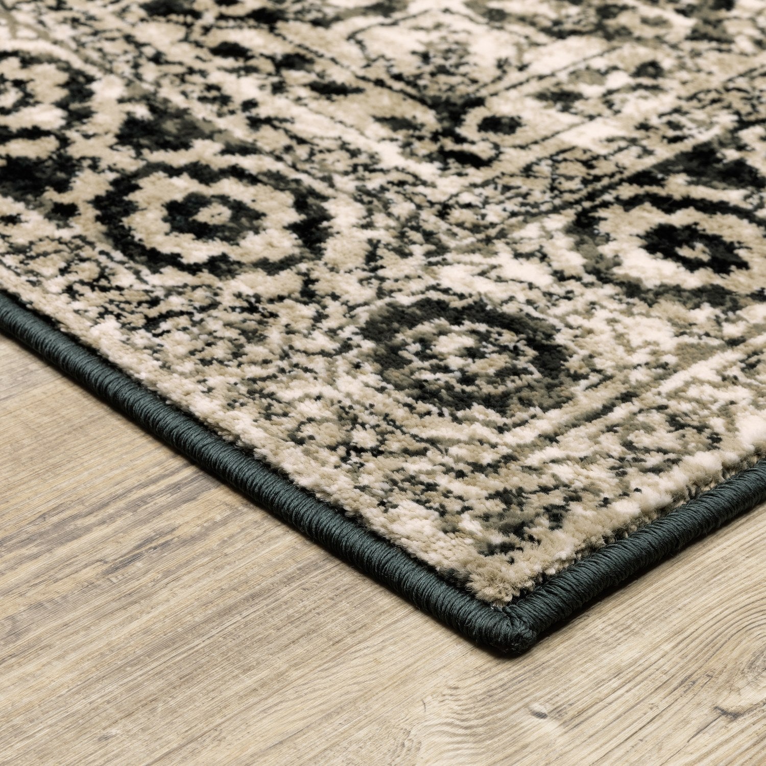 Georgia Vintage Medallion Grey Black Farmhouse Rug - Georgia 429G0