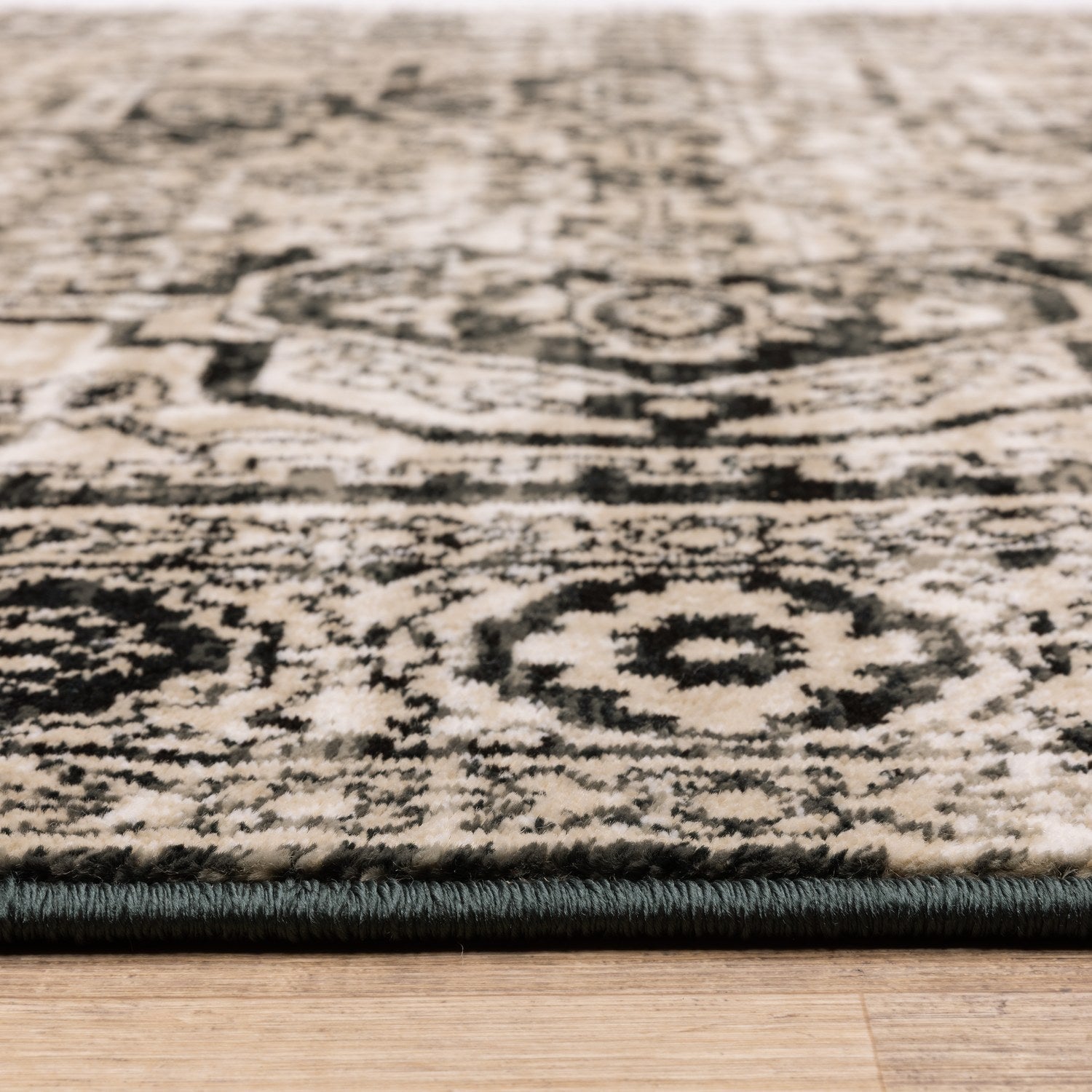 Georgia Vintage Medallion Grey Black Farmhouse Rug - Georgia 429G0