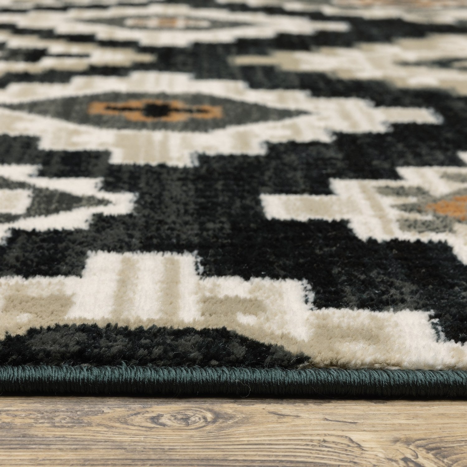 Georgia Southwest Diamond Charcoal Ivory Farmhouse Rug - Georgia 605F0