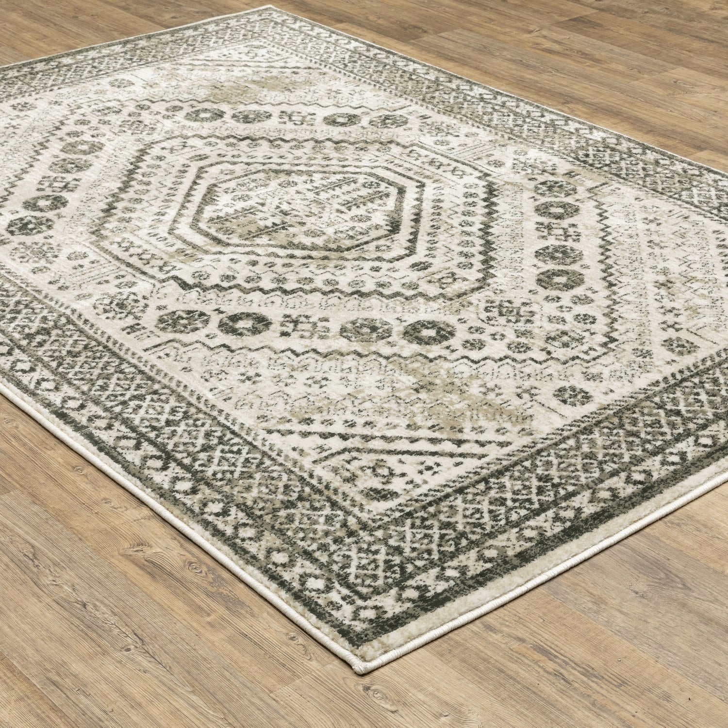 Georgia Distressed Oriental Ivory Grey Farmhouse Rug - Georgia 659C0