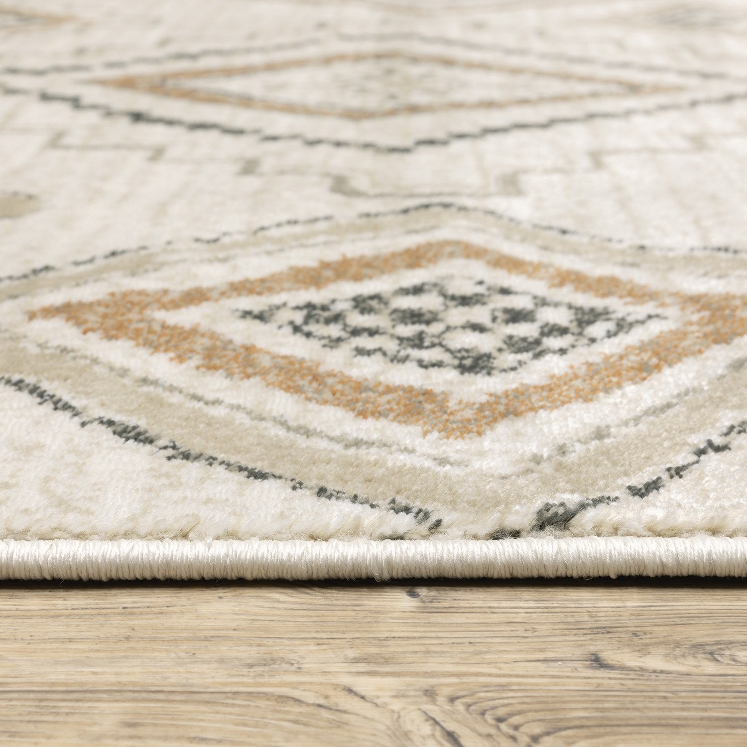 Georgia Boho Diamond Ivory Orange Farmhouse Rug - Georgia 660B0
