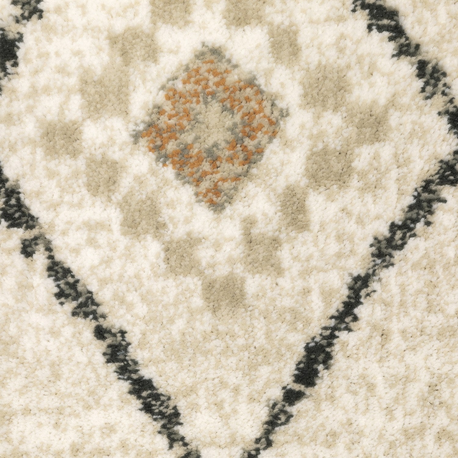 Georgia Boho Diamond Ivory Orange Farmhouse Rug - Georgia 660B0
