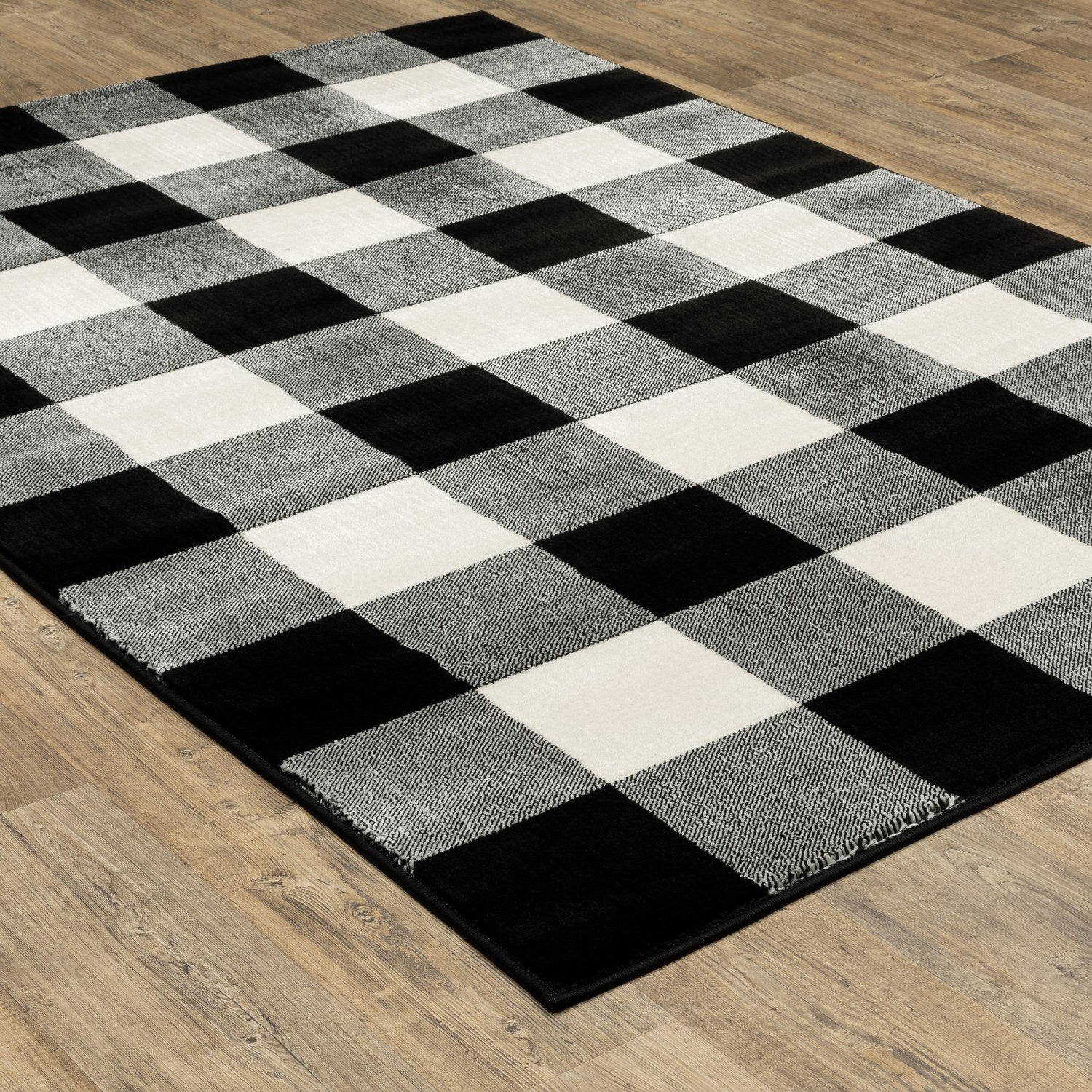 Georgia Buffalo Check Black Ivory Farmhouse Rug - Georgia 678D0