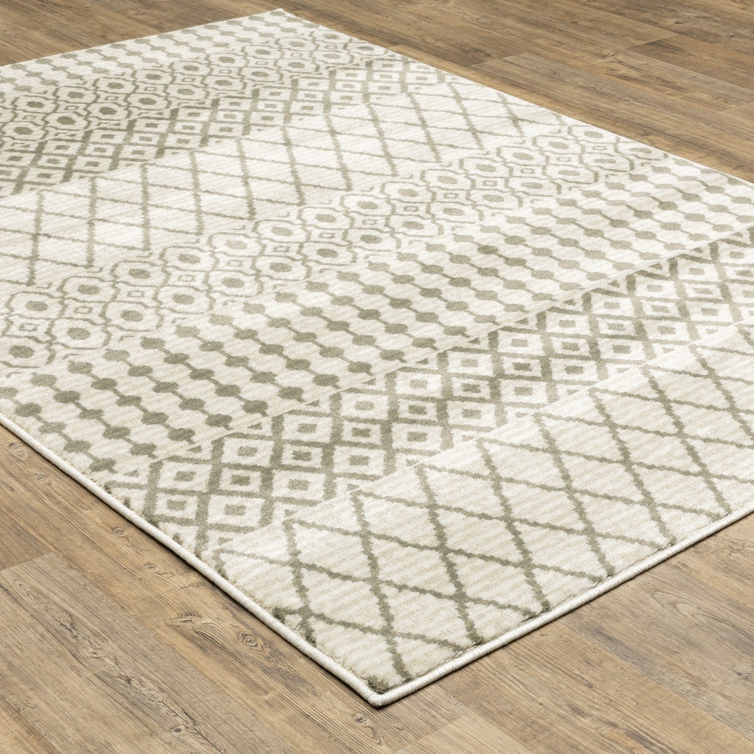 Georgia Moroccan Trellis Ivory Grey Farmhouse Rug - Georgia 717B0