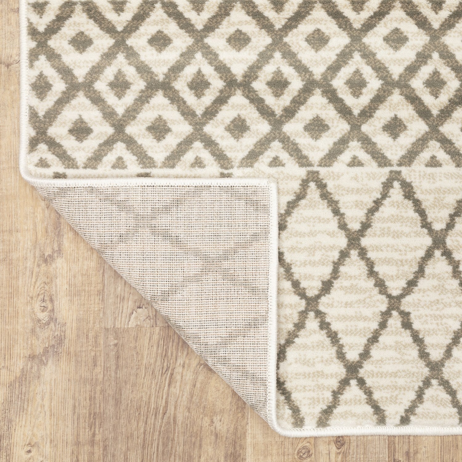 Georgia Moroccan Trellis Ivory Grey Farmhouse Rug - Georgia 717B0