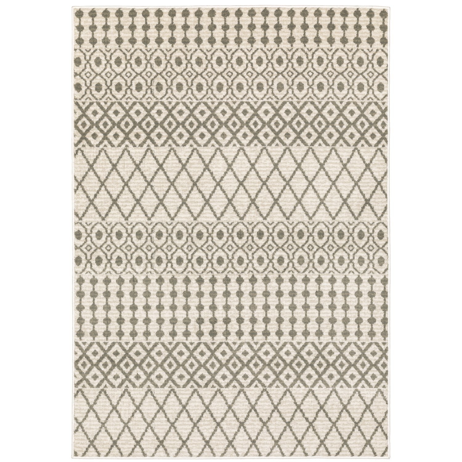 Georgia Moroccan Trellis Ivory Grey Farmhouse Rug - Georgia 717B0 #_shape=Rectangle