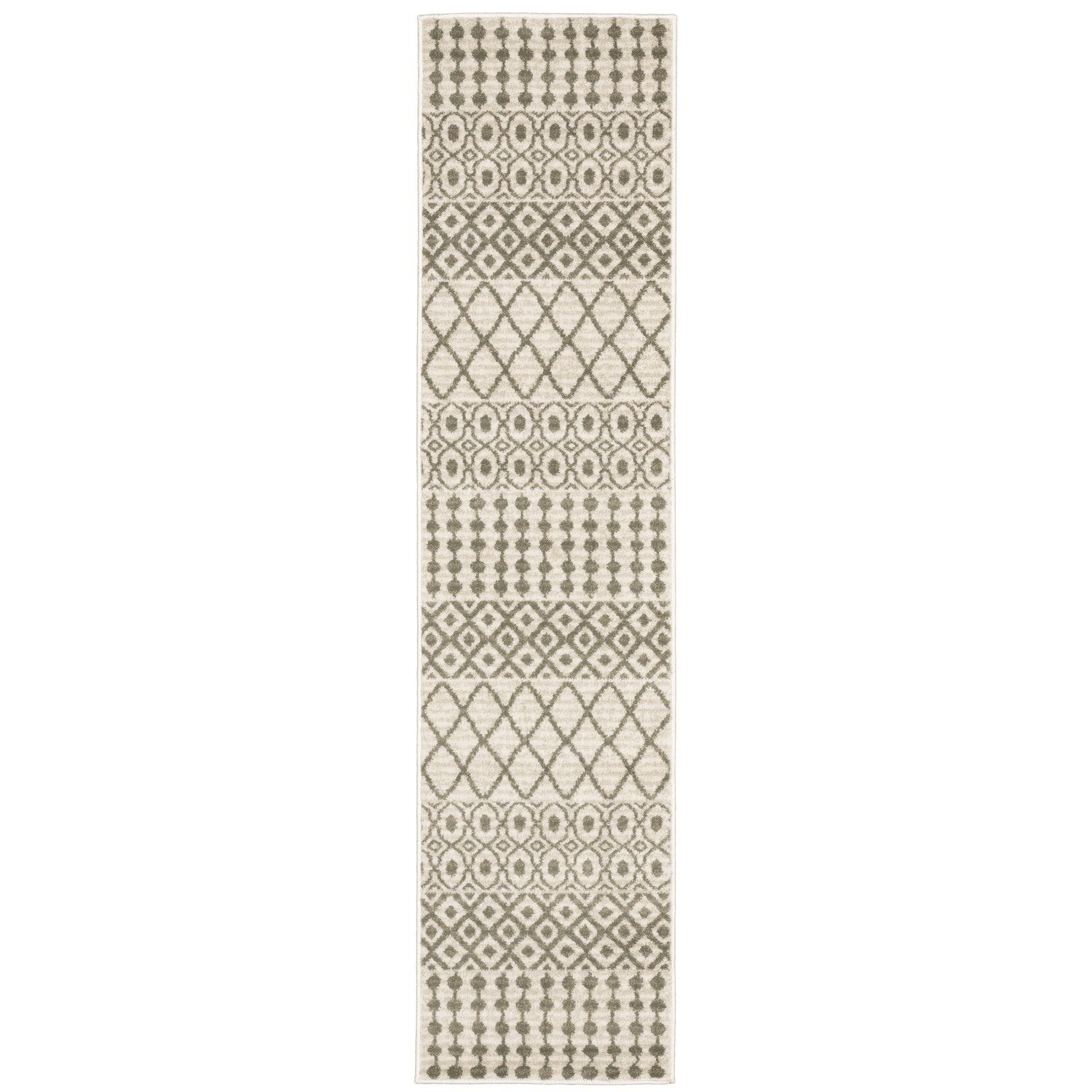 Georgia Moroccan Trellis Ivory Grey Farmhouse Rug - Georgia 717B0 #_shape=Runner